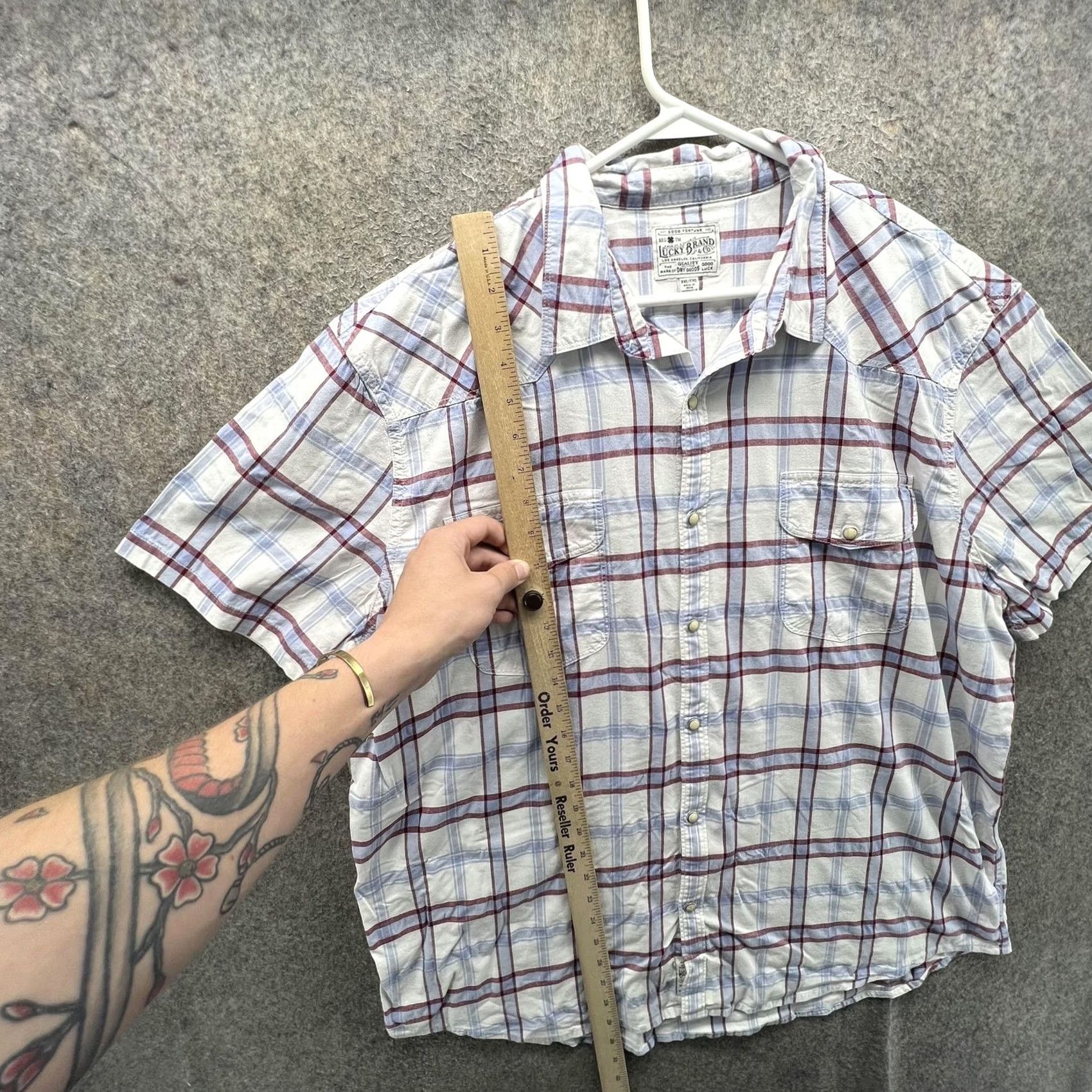 Lucky Brand Lucky Brand Shirt Mens 2XL White Plaid Short Sleeve Button Front Casual Woven Size US XXL / EU 58 / 5 - 5 Thumbnail