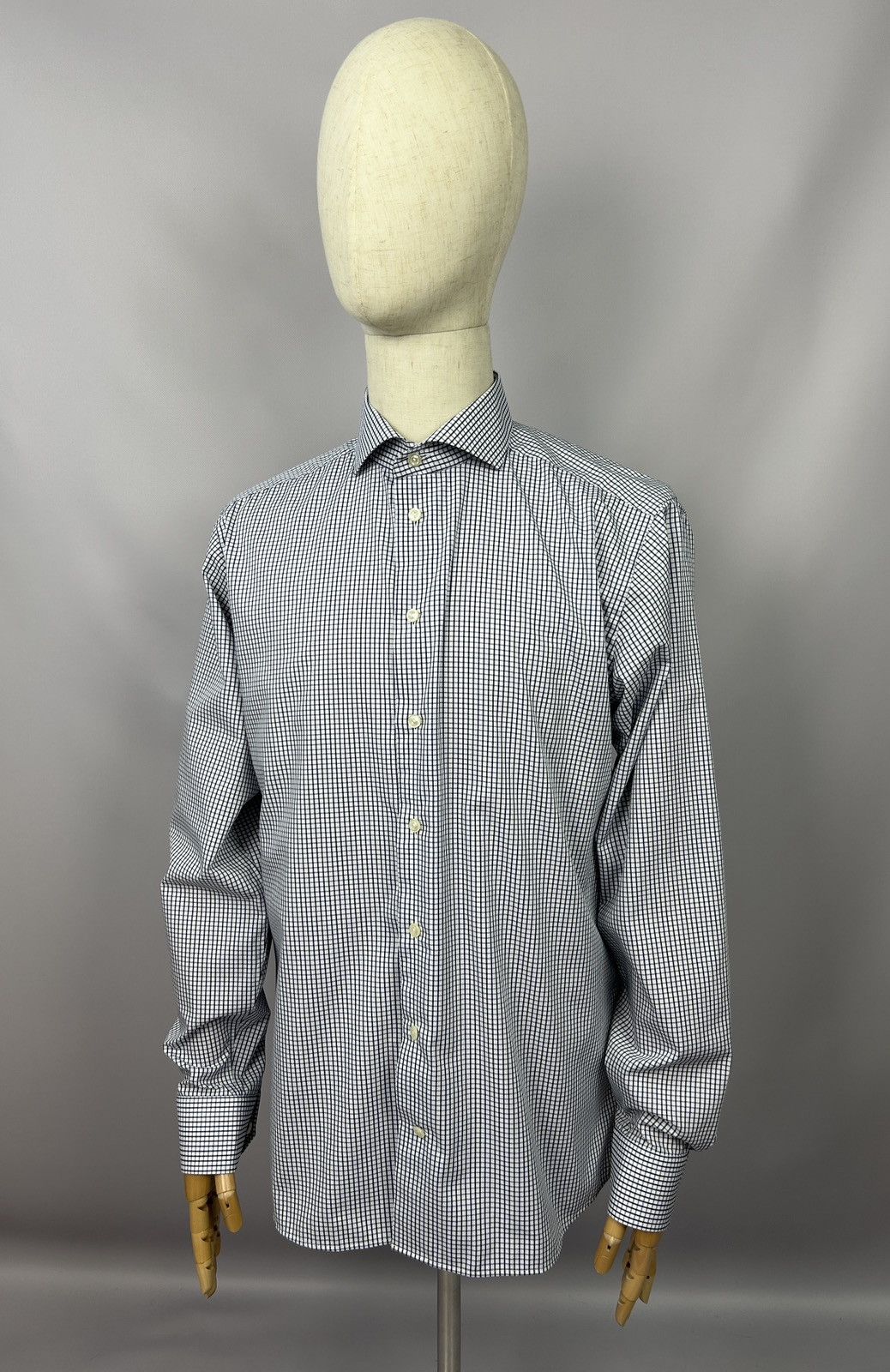 Eton ETON Slim White Blue Check Shirt Size XL (44 17 1/2) P2P 22" Size US XL / EU 56 / 4 - 3 Thumbnail