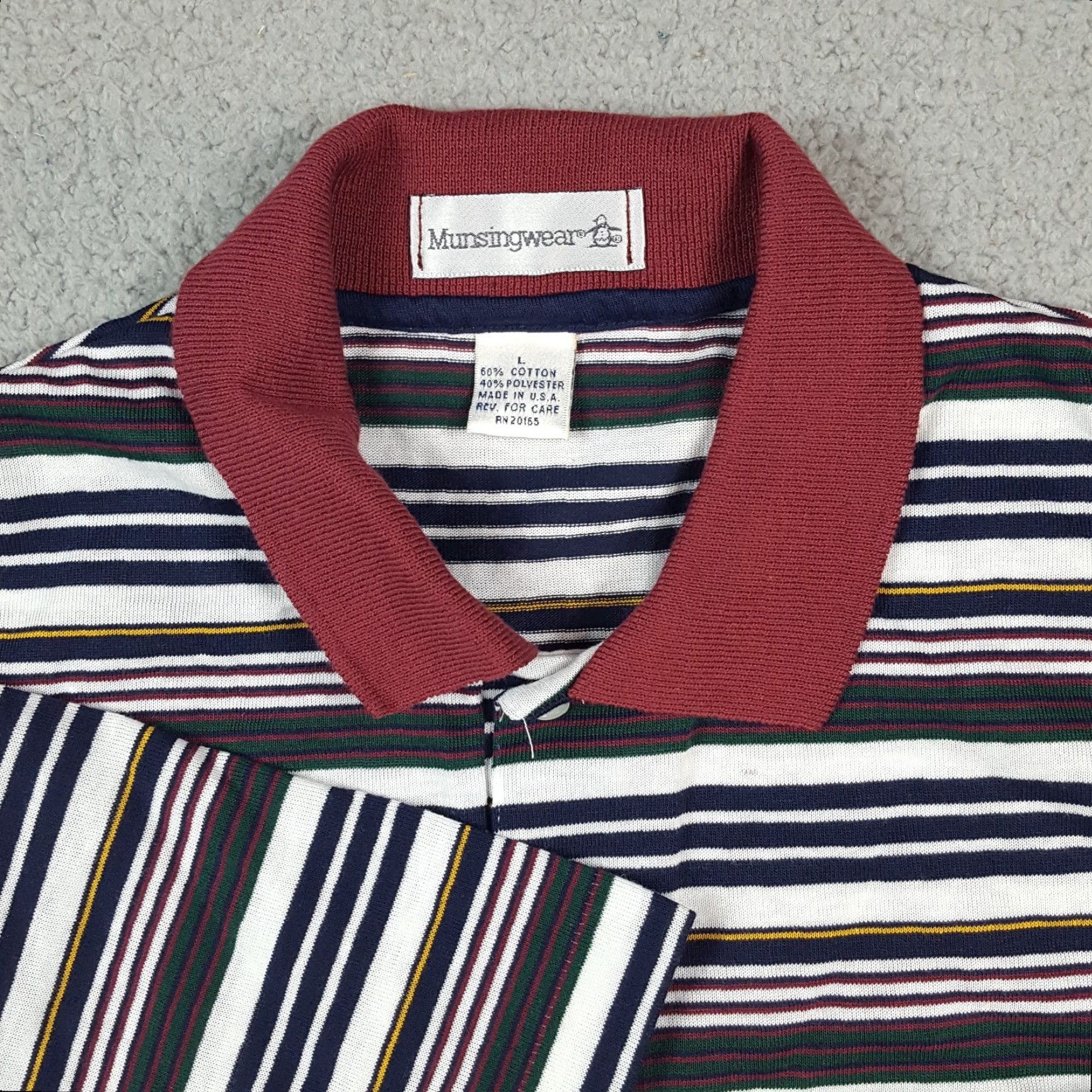 Vintage VINTAGE 90s Munsingwear Striped Polo Shirt Men's Size L Summer Casual Golf Surf Skate Preppy Size US L / EU 52-54 / 3 - 4 Thumbnail