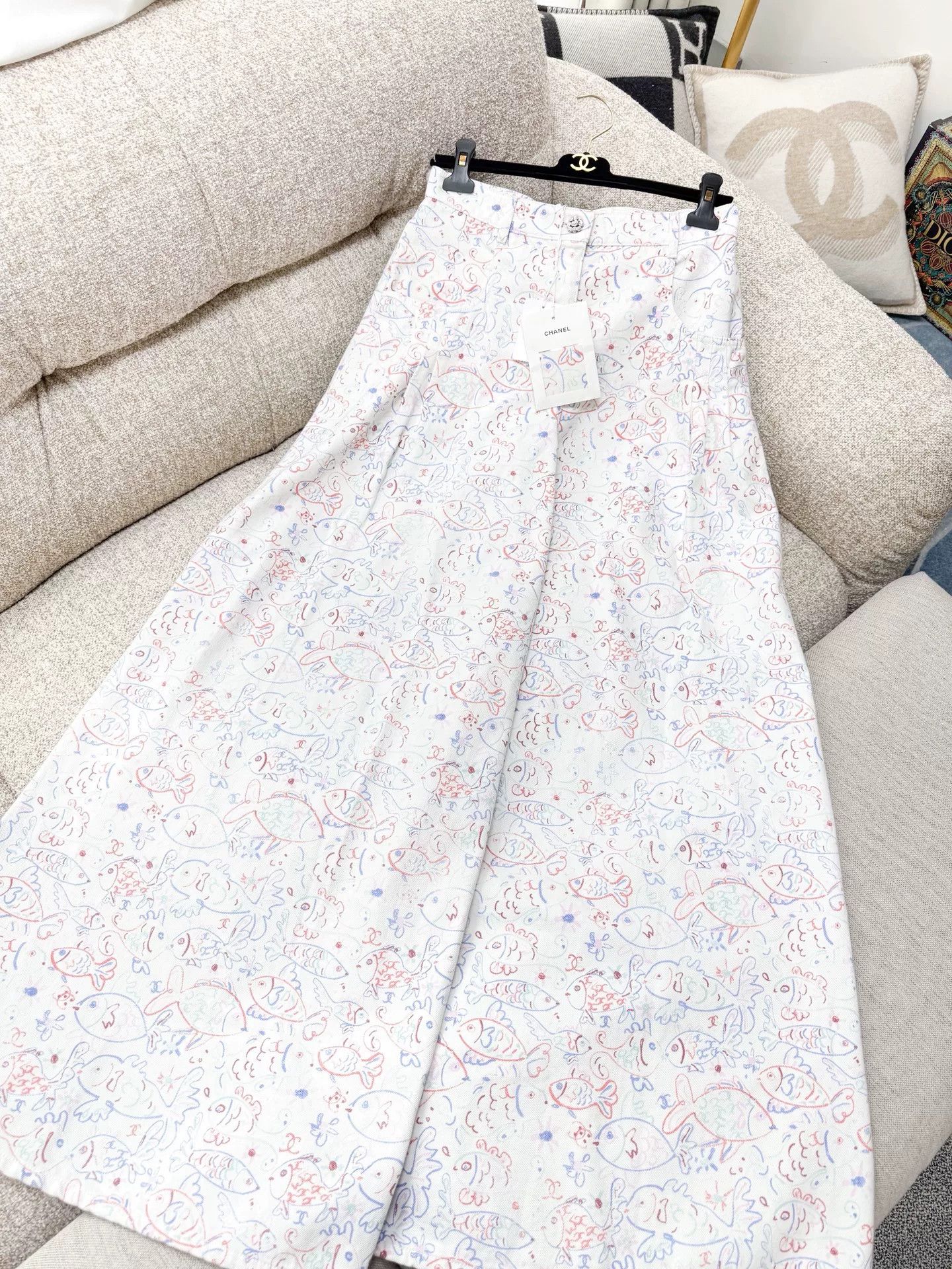Chanel Chanel 25C Graffiti Fish Print Wide-Leg Pants Size US 38 / EU 54 - 1 Thumbnail