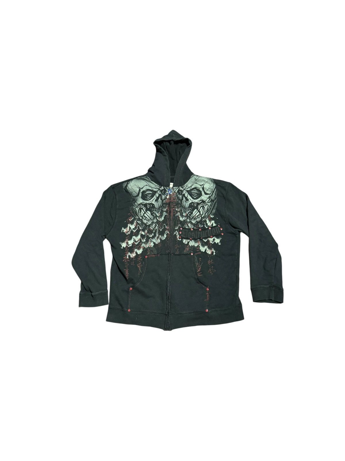 Route 66 Y2K Route 66 Skulls Full Zip Up Black Hoodie Size Mens Large Size US L / EU 52-54 / 3 - 1 Thumbnail