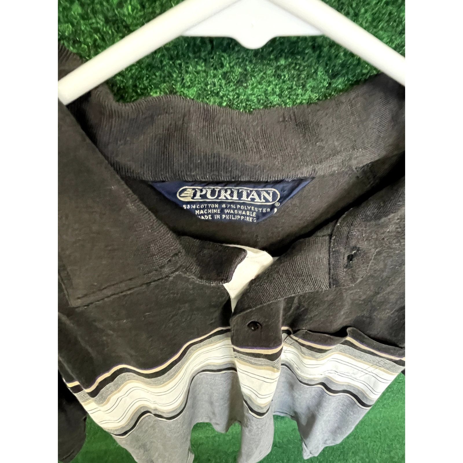 Puritan 90s Puritan Preppy Gray + Purple Stripes Polo Shirt Sz Large Size US L / EU 52-54 / 3 - 3 Thumbnail