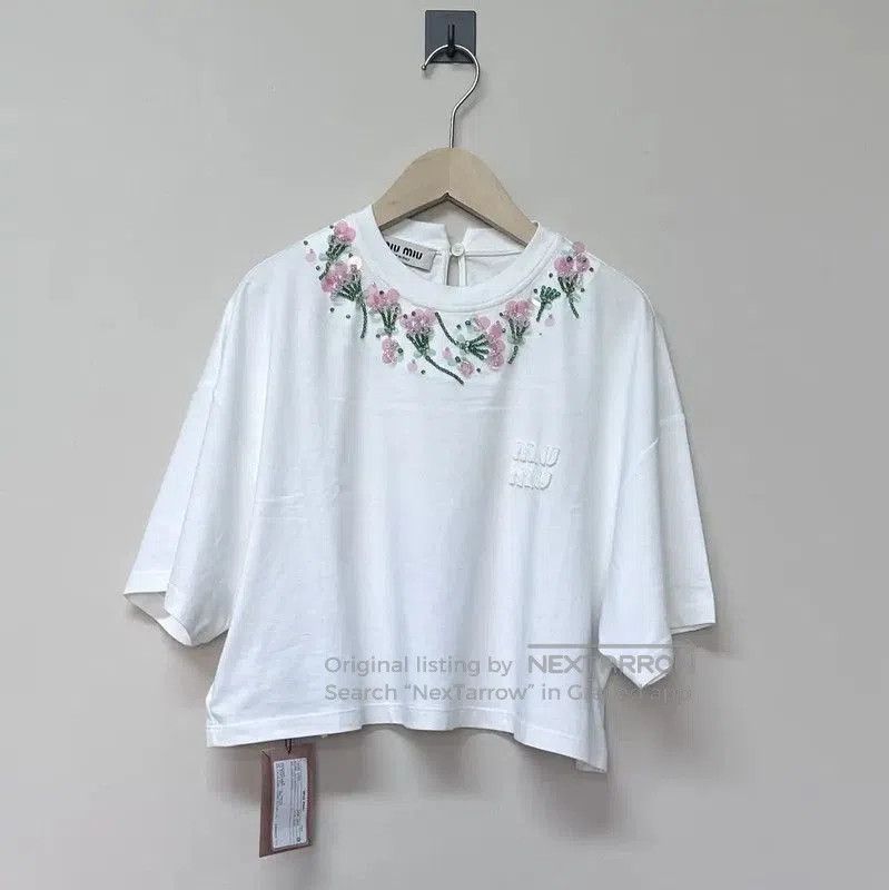 Miu Miu Miu Miu White Cotton Short Sleeve T-Shirt . Size XS / US 0-2 / IT 36-38 - 1 Thumbnail