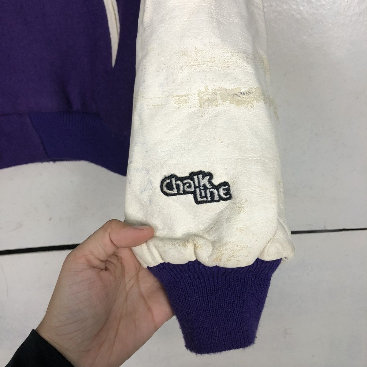 Chalk Line 🔥VINTAGE VARSITY LEATHER JACKET CHALK LINE LAKERS BIG LOGO Size US L / EU 52-54 / 3 - 17 Thumbnail