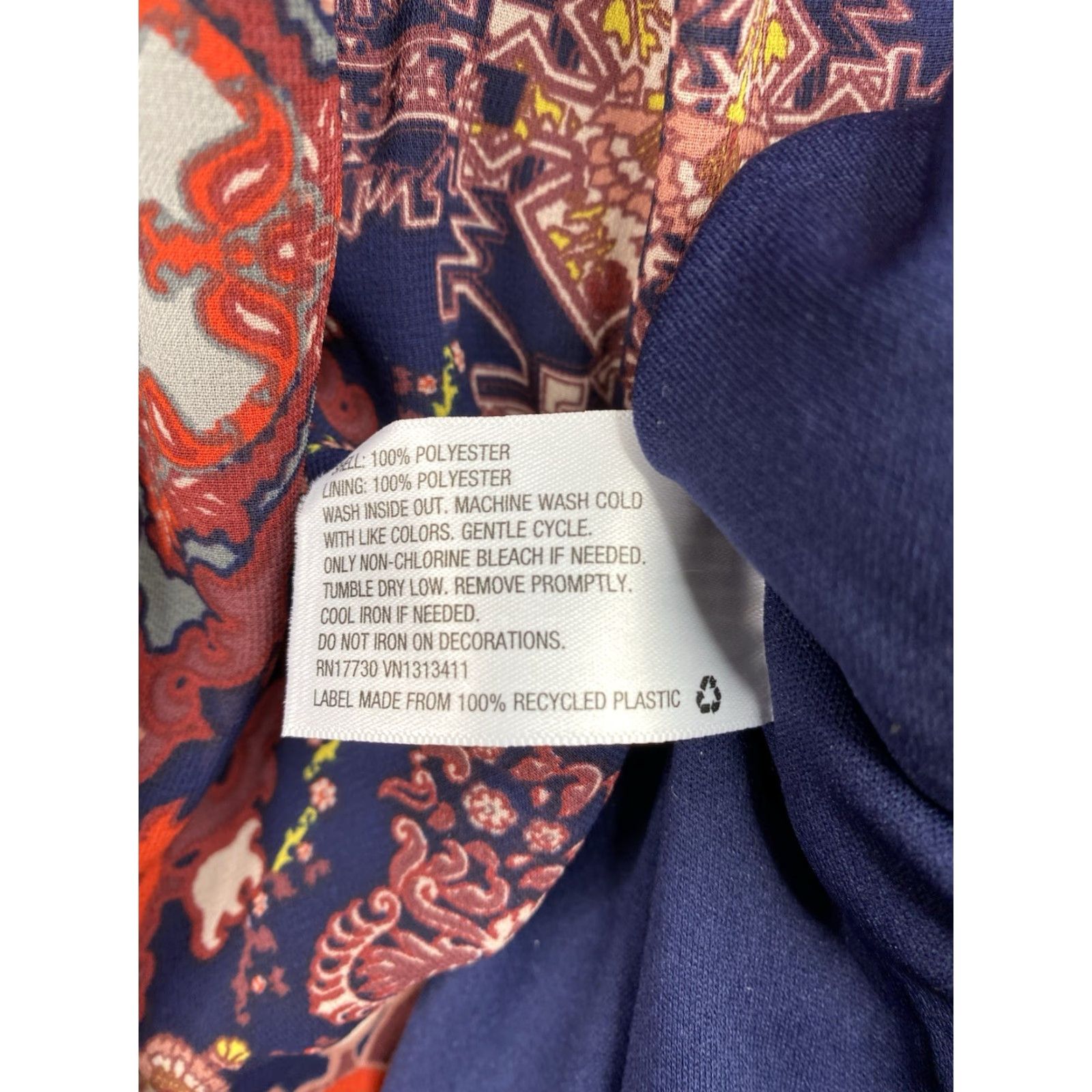 Vintage Xhilaration Dress XL Blue Floral Cold Shoulder Chiffon Lined Smocked Waist Boho Dress Size XL / US 12-14 / IT 48-50 - 6 Thumbnail