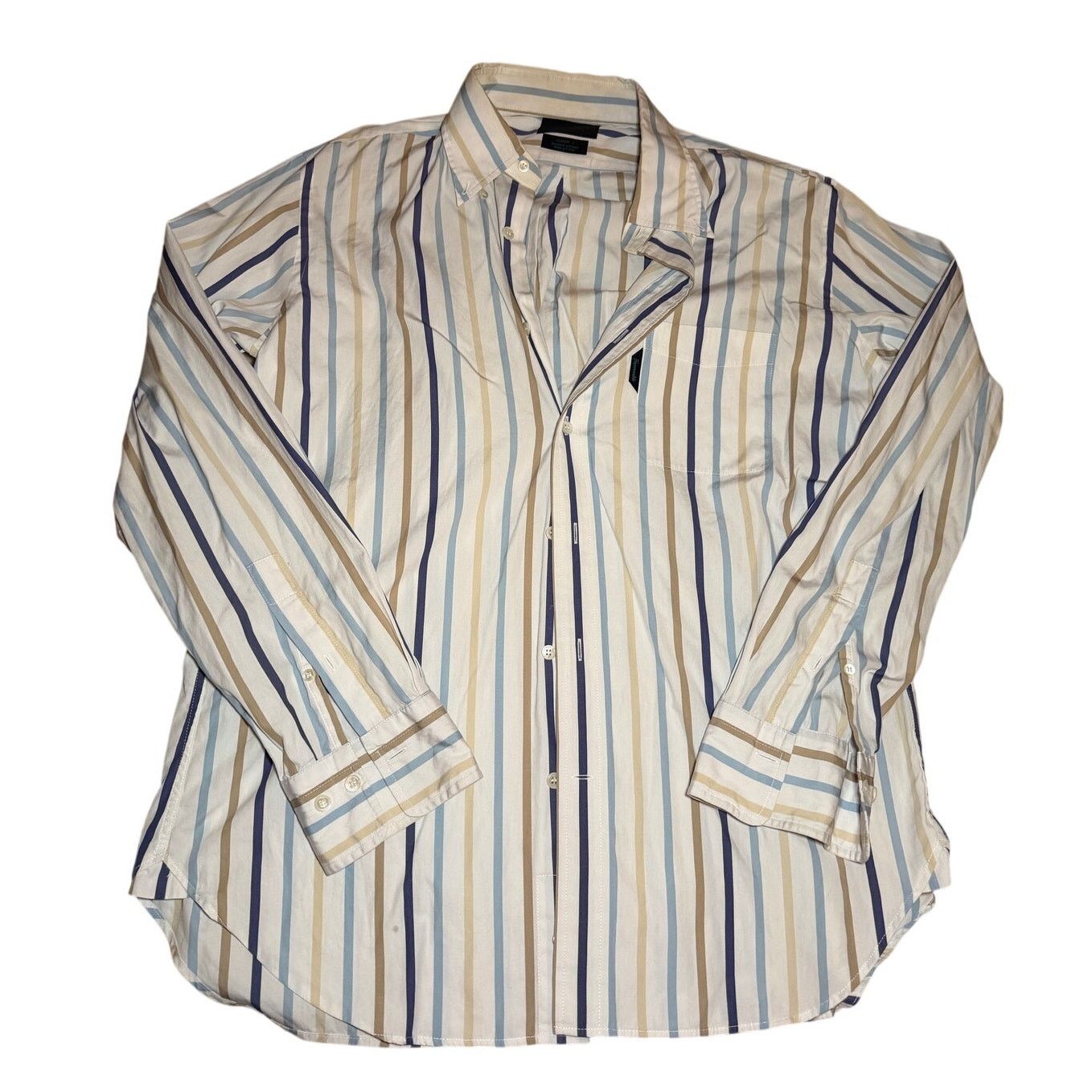 Faconnable Façonnable Striped Button Down Shirt Neutral Blue Size US L / EU 52-54 / 3 - 1 Thumbnail