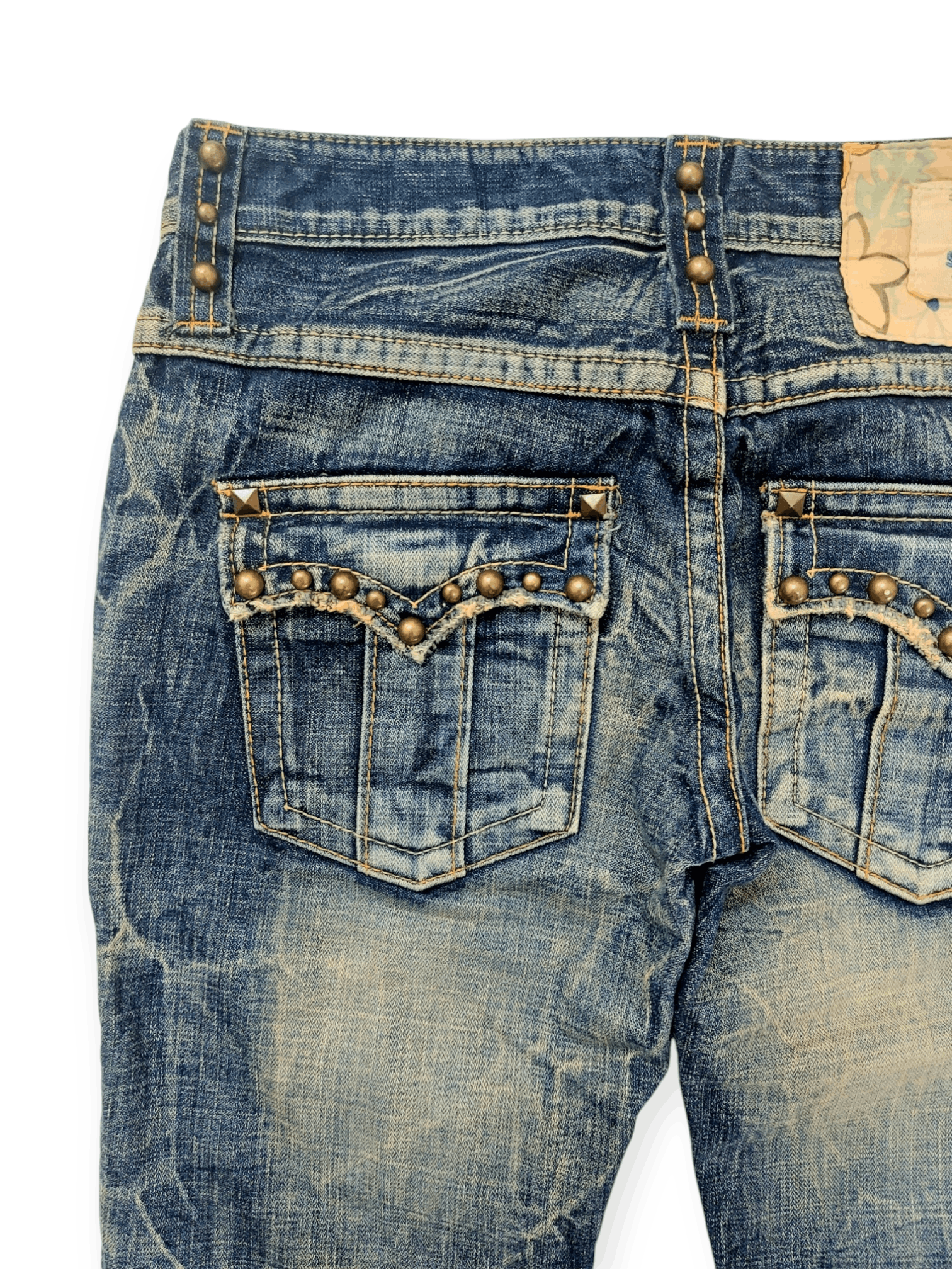 Vintage Flare 73 Seventy Threes Studded Punk Denim Size 26" / US 2 / IT 38 - 12 Thumbnail