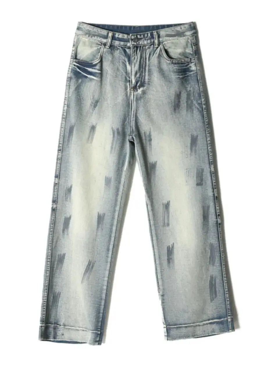 Japanese Brand Loose washed straight leg splashed ink jeans Size US 32 / EU 48 - 5 Thumbnail