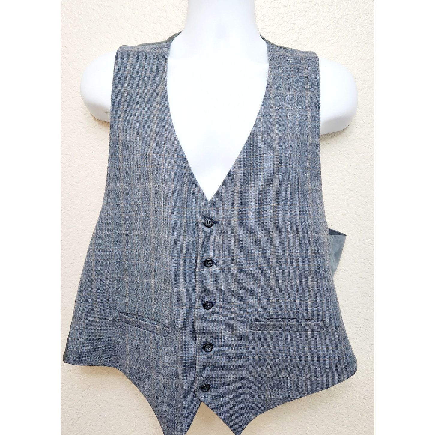 Other Vintage Varsity Style Blue Gold Plaid 3 Piece Men's Suit XL Size 44R - 5 Thumbnail
