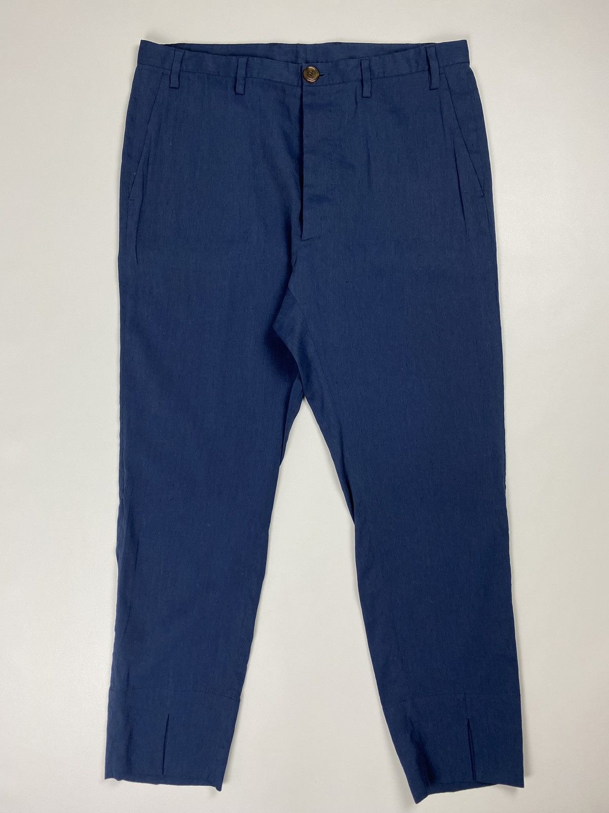 image of Vivienne Westwood Men’S Linen Dress Pants Trousers in Blue, Men's (Size 36)