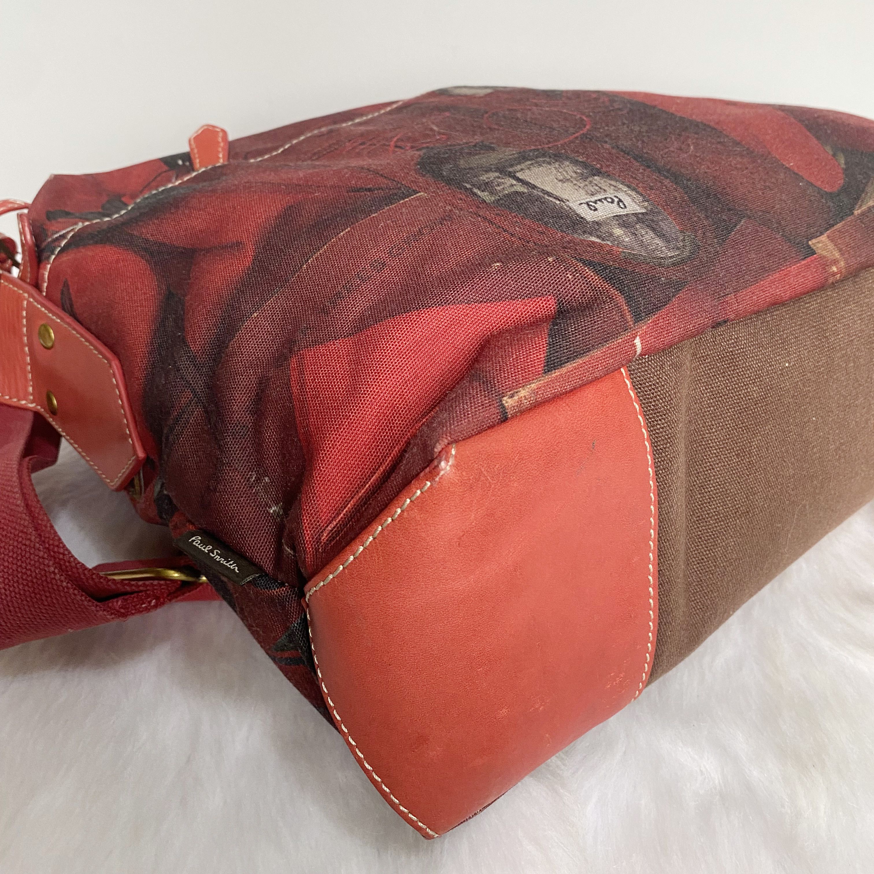 Paul Smith Vintage Red Mix Coated Canvas Leather Crossbody Bag Size ONE SIZE - 8 Thumbnail