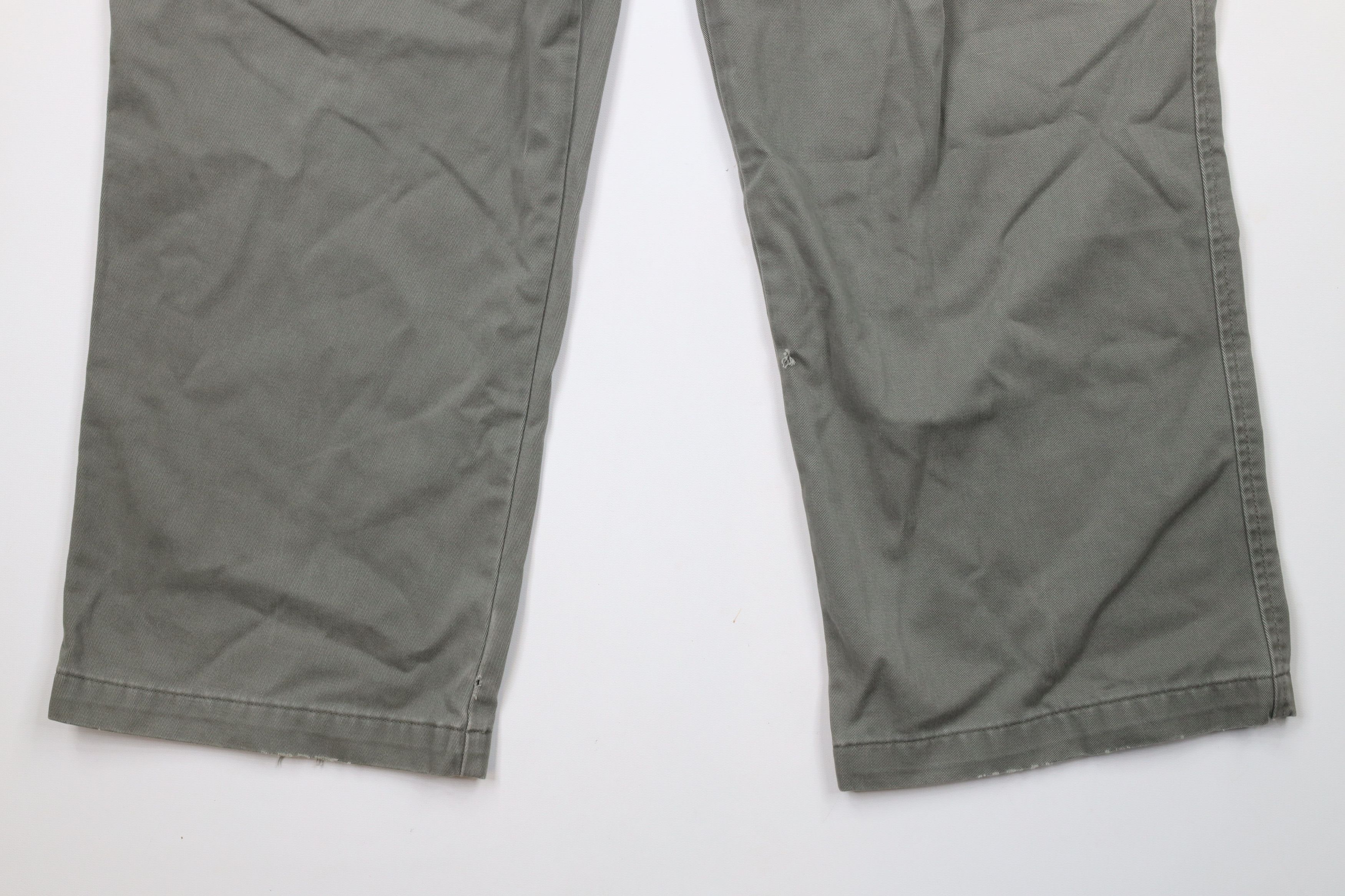 Eddie Bauer × Vintage Vintage 90s Eddie Bauer Pleated Wide Leg Chino Pants Green Size US 40 / EU 56 - 4 Thumbnail
