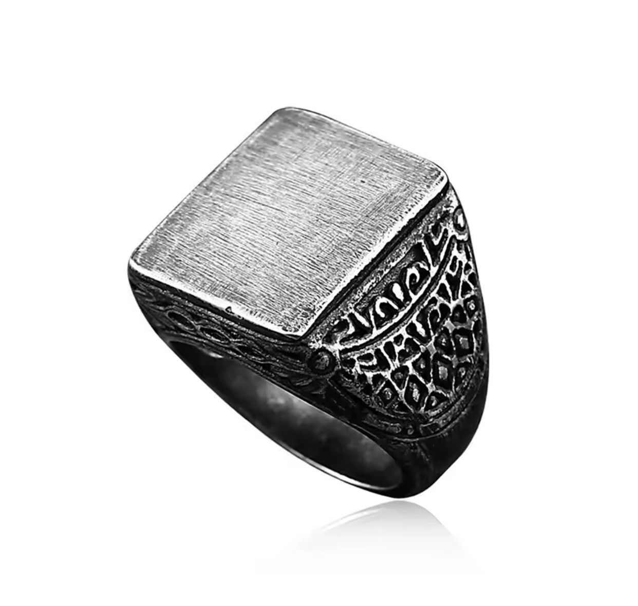 Other Vintage Black Brushed Pattern Stainless Steel Mens Ring Size ONE SIZE - 6 Thumbnail