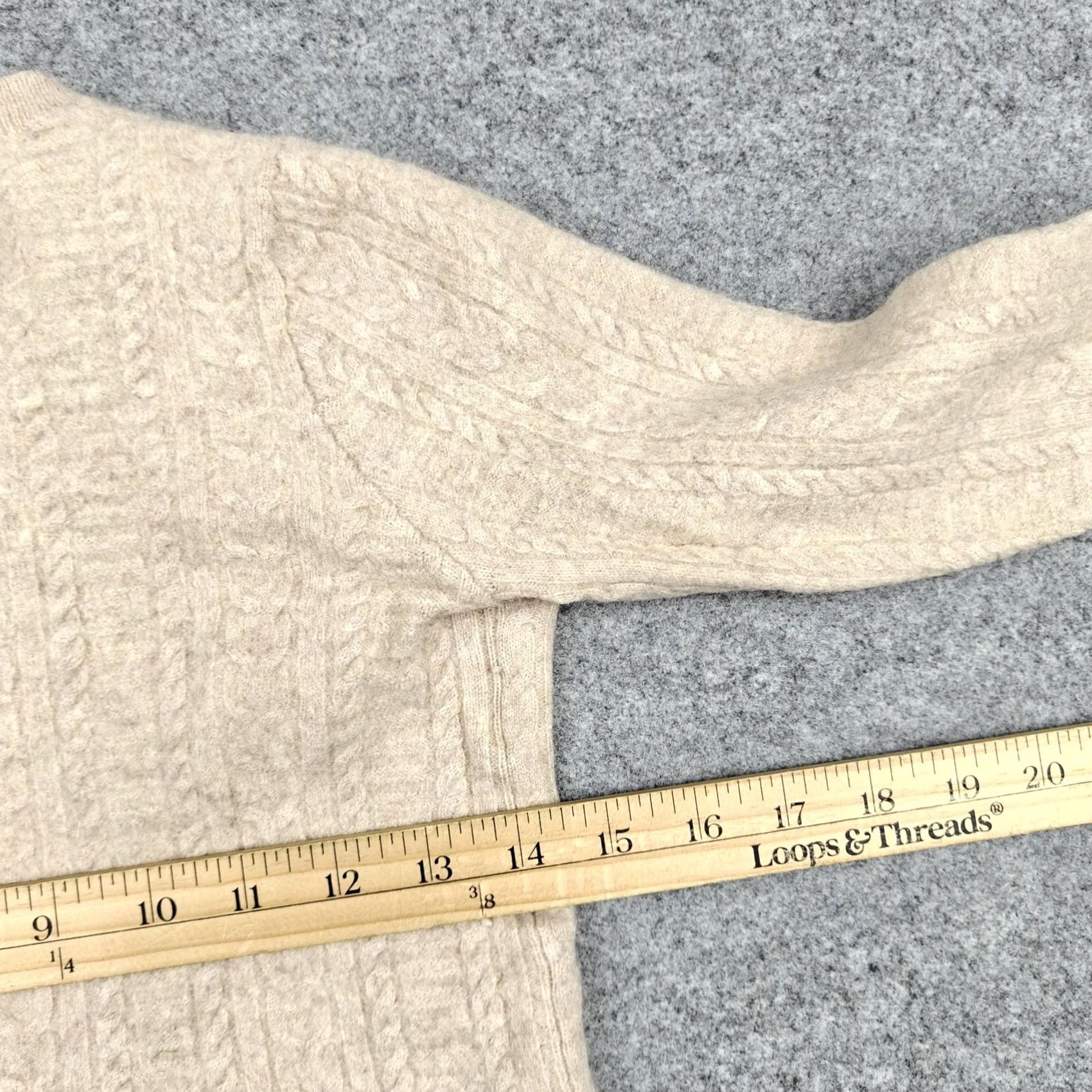 Vintage Madeleine Thompson Sweater Womens Small Beige 100% Cashmere Cable Knit Crewneck Size S / US 4 / IT 40 - 7 Thumbnail