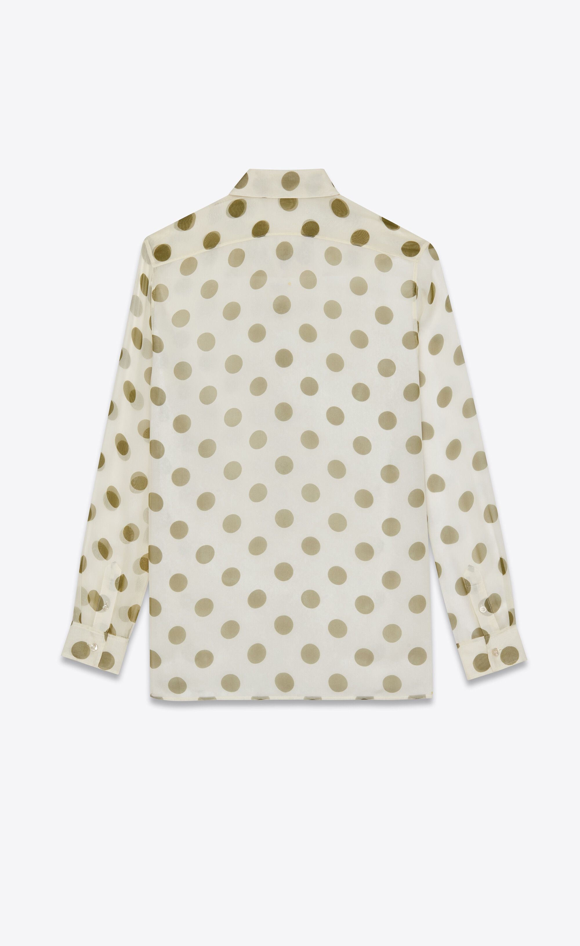 Saint Laurent Paris o1s1wg110625 Shirt in Dotted Silk Muslin in Ivory/Green Size US L / EU 52-54 / 3 - 2 Thumbnail