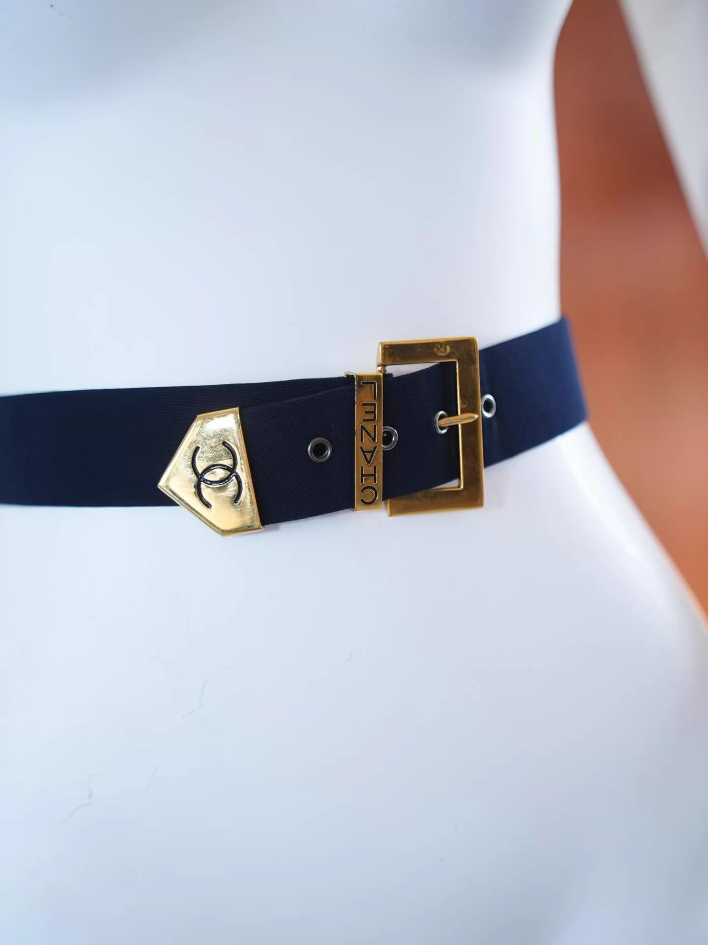 Chanel Chanel Vintage Navy CC Buckle Belt 3.6cm XS Size ONE SIZE - 3 Thumbnail