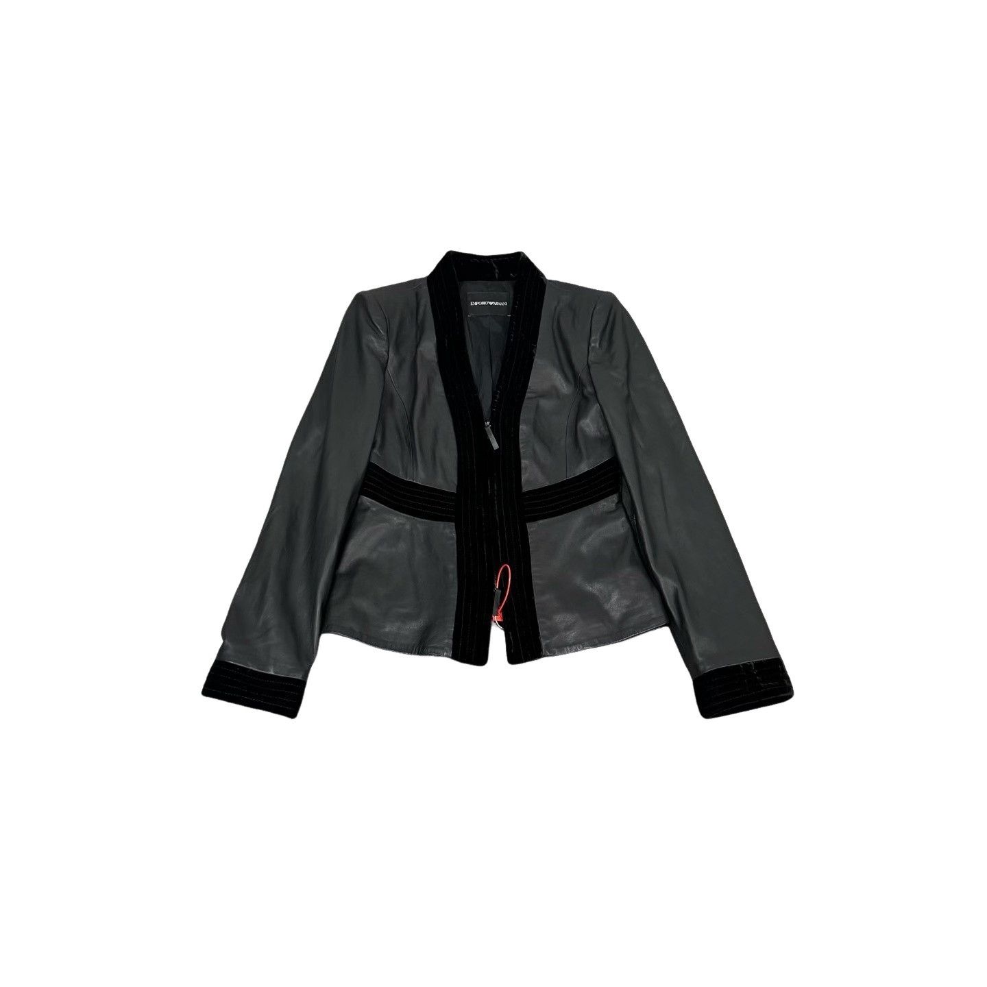 Emporio Armani Emporio Armani Leather Velvet Trim Jacket 40 Size S / US 4 / IT 40 - 1 Thumbnail