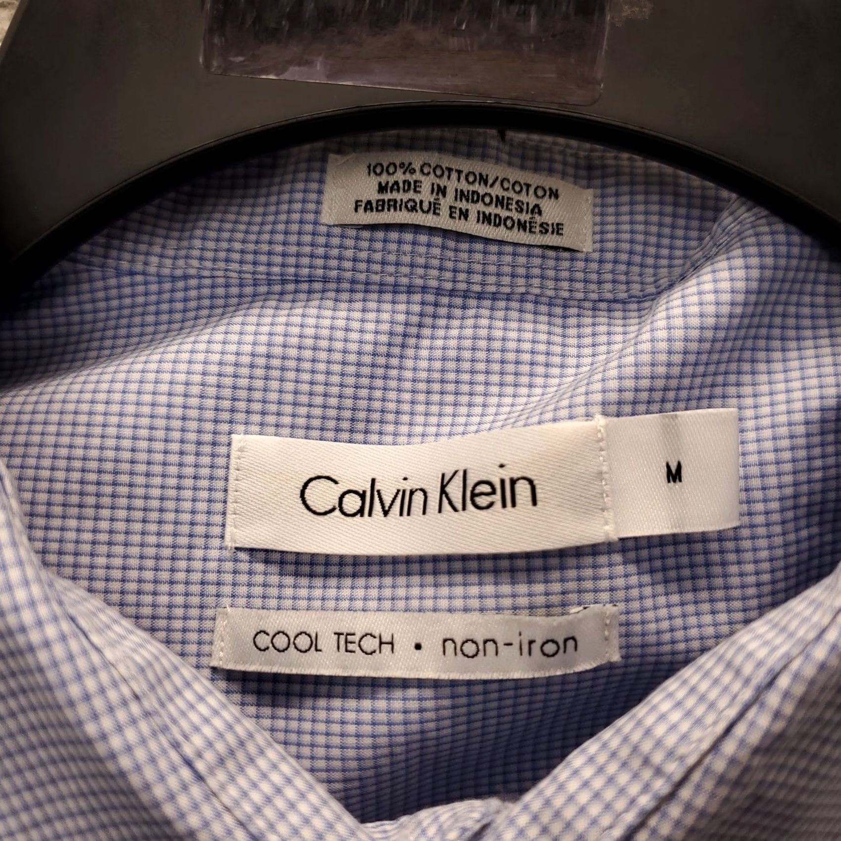 Calvin Klein Calvin Klein Dress Shirt Mens M Multi Gingham Non-Iron Cool Tech Button Up Size 40R - 5 Thumbnail