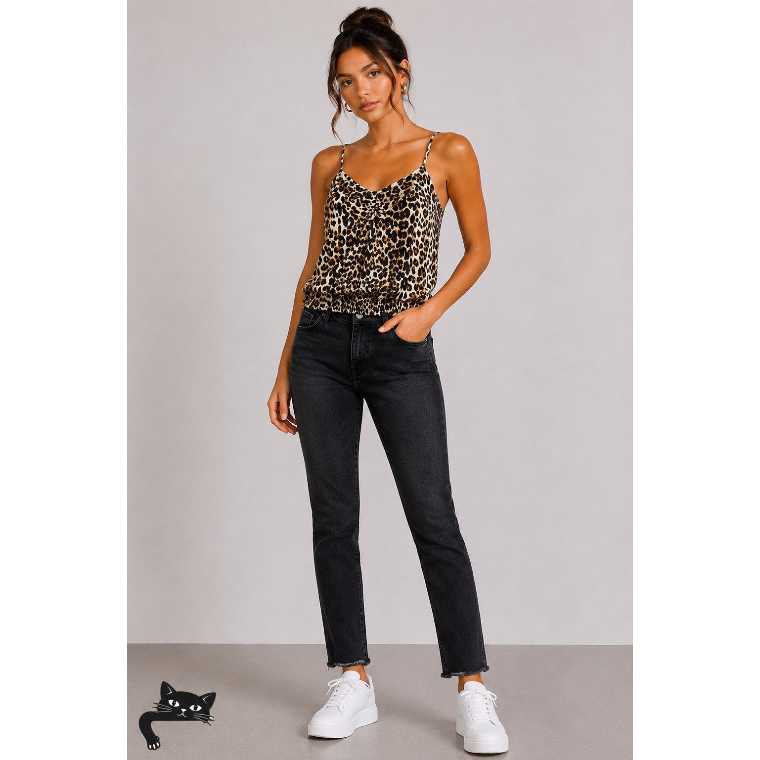 Express Express Cheetah Cami Top Ruched Elastic Waist Hem Small Size S / US 4 / IT 40 - 3 Thumbnail