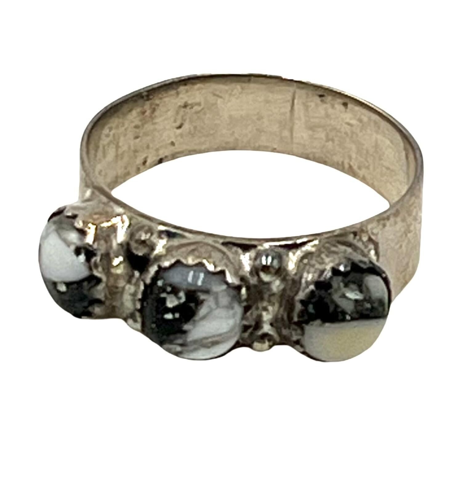 Other Sterling Silver Wide Ring with Bezel-Set Buffalo Turquoise Size ONE SIZE - 3 Thumbnail