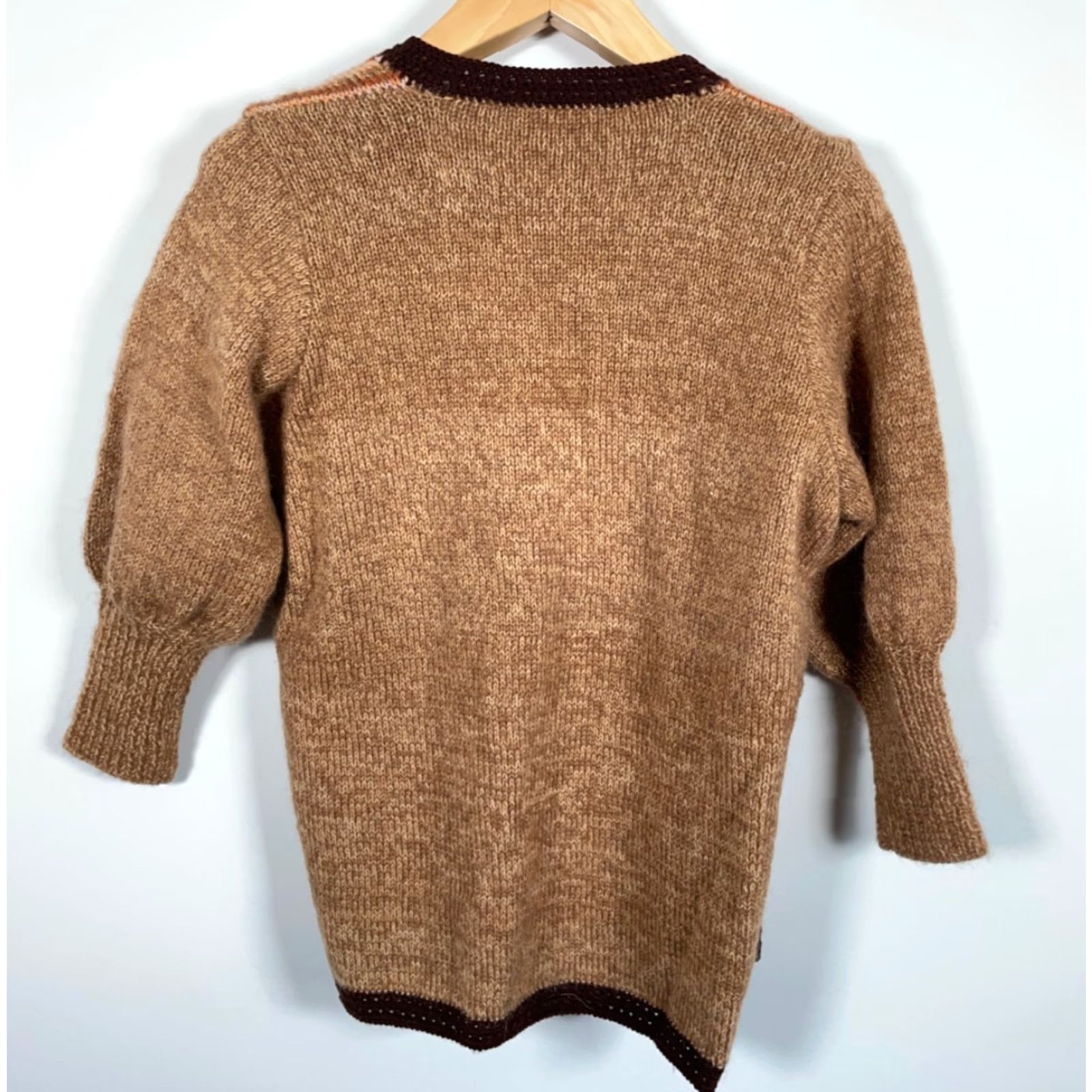 Vintage VINTAGE Mohair Blend Open Cardigan Women's Small Brown Striped Fuzzy Knit Sweater Size S / US 4 / IT 40 - 2 Thumbnail