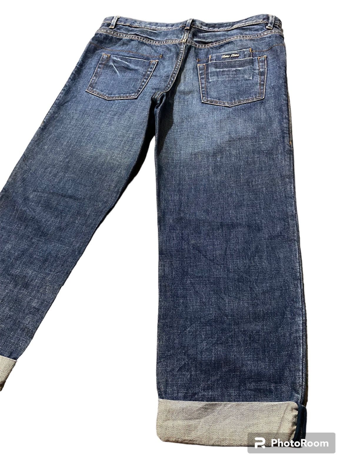 Miu Miu × Prada MIUMIU LOGO PATCH DENIM JEANS MADE IN ITALY Size 32" / US 10 / IT 46 - 3 Thumbnail