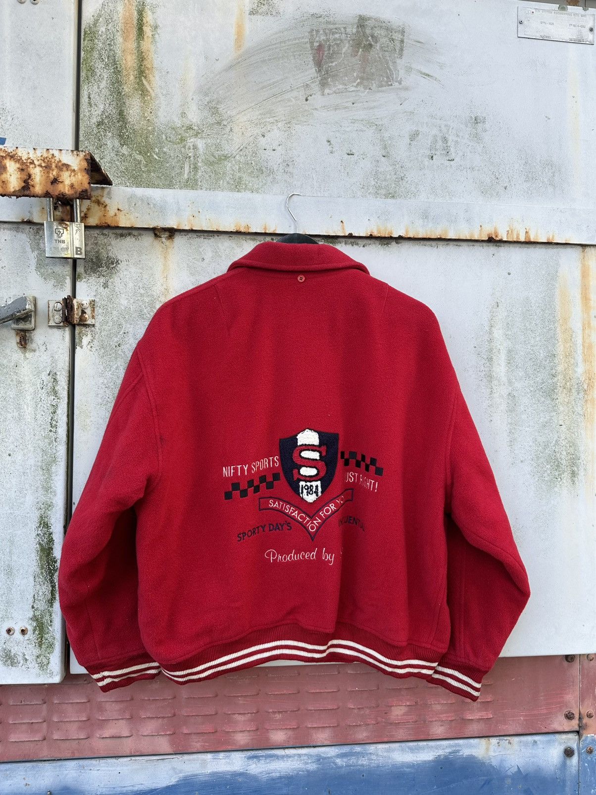 Vintage 👹Vintage Nifty Sports Embroidery Wool Bomber Jacket Size US M / EU 48-50 / 2 - 11 Thumbnail
