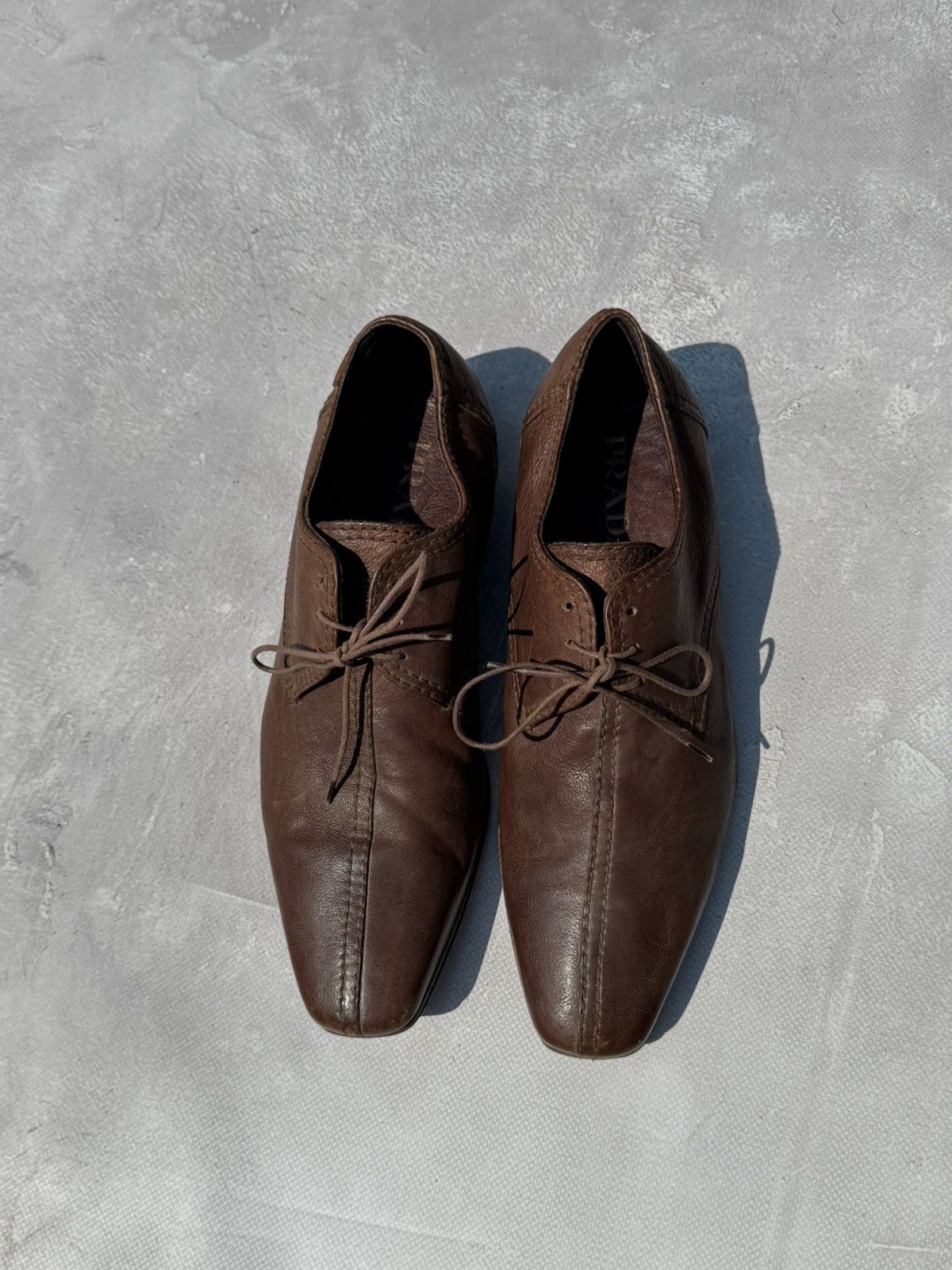 Prada Prada Derby Brown Leather Shoes Size US 7 / EU 40 - 2 Thumbnail