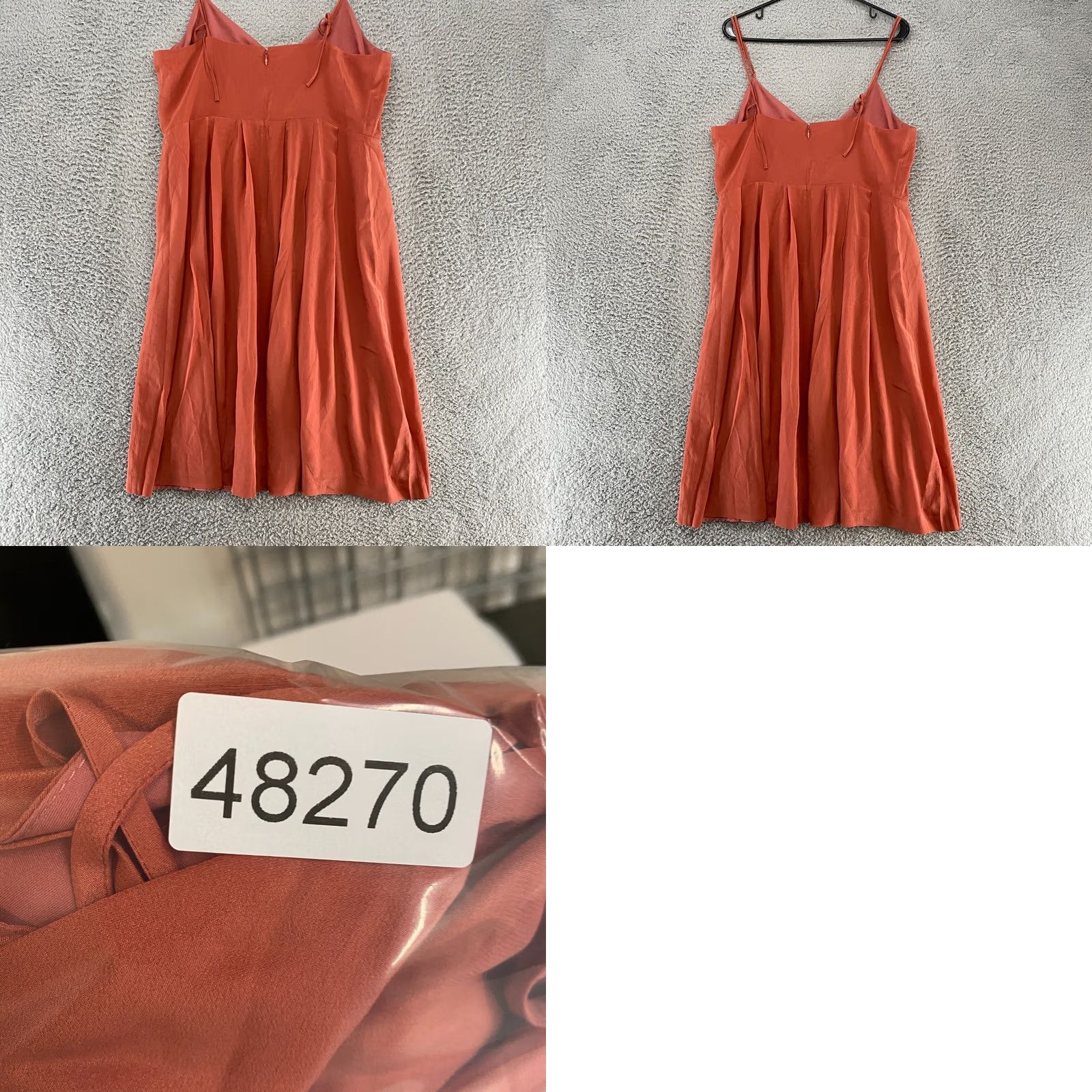 Madewell Madewell Silk Fern Dress Womens 14 Orange Knee Length V-Neck Sleeveless Cami Style Strap Zipper Size XL / US 12-14 / IT 48-50 - 9 Thumbnail