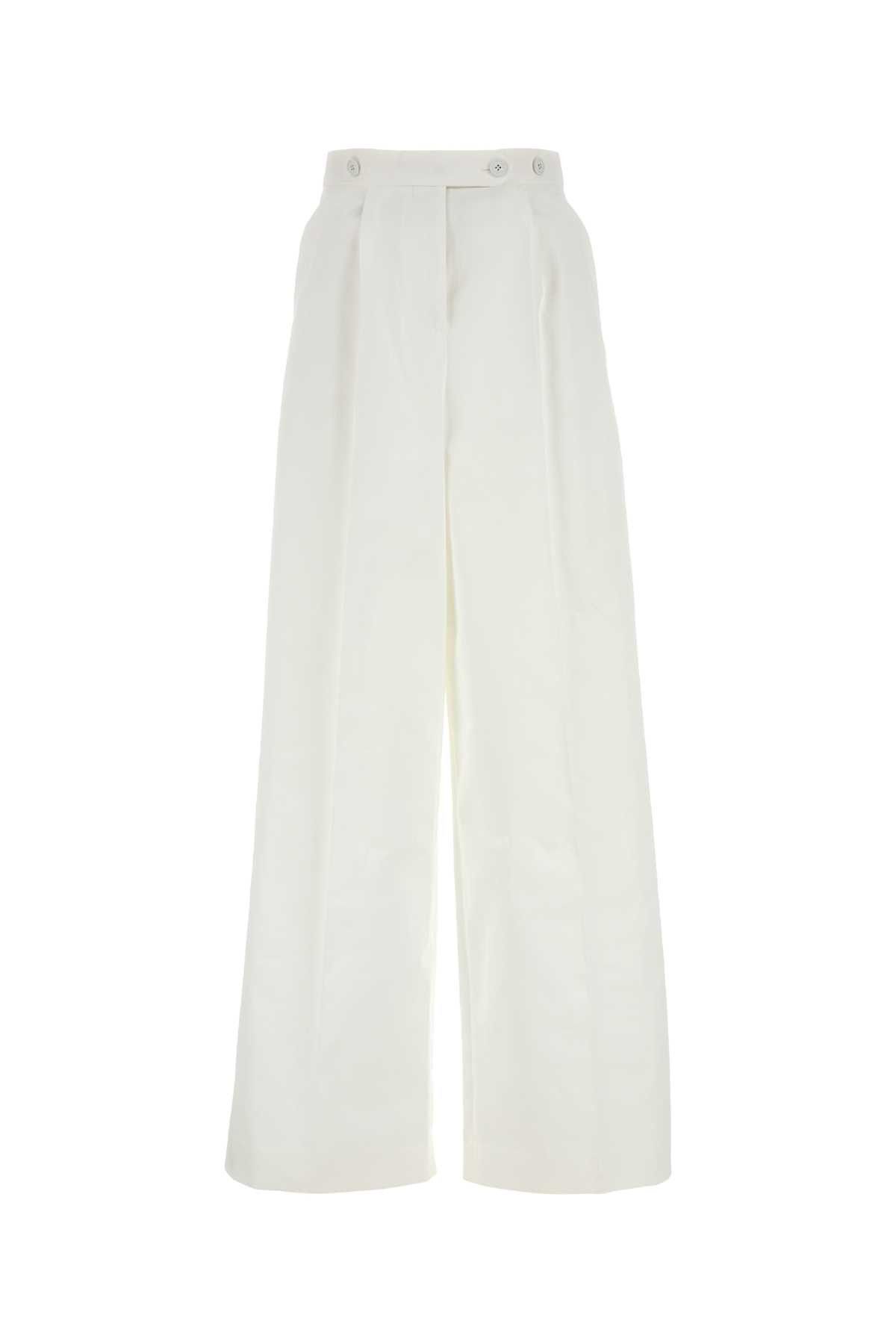 White Poplin Wide-Leg Pant