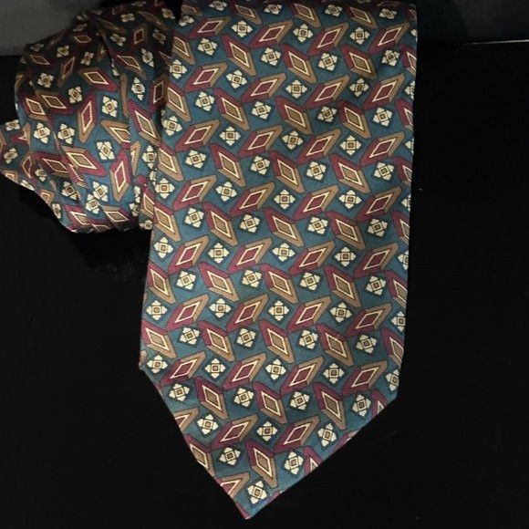 Christian Dior Monsieur × Dior Dior Rare Mid Century Modernist Teal Red Diamond Mod Silk Ti Size ONE SIZE - 3 Thumbnail