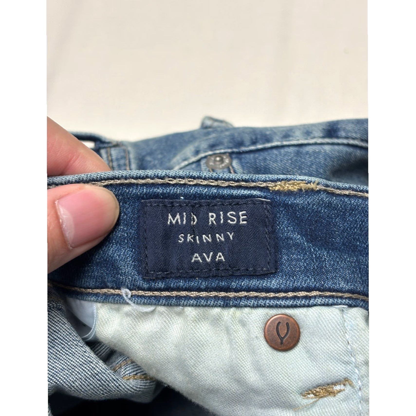 Lucky Brand Lucky Brand Ava Mid Rise Skinny Jeans Womens 31 Blue Denim Stretch Pockets 26 Inseam 5-Pocket Size 24" / US 00 / IT 34 - 7 Thumbnail