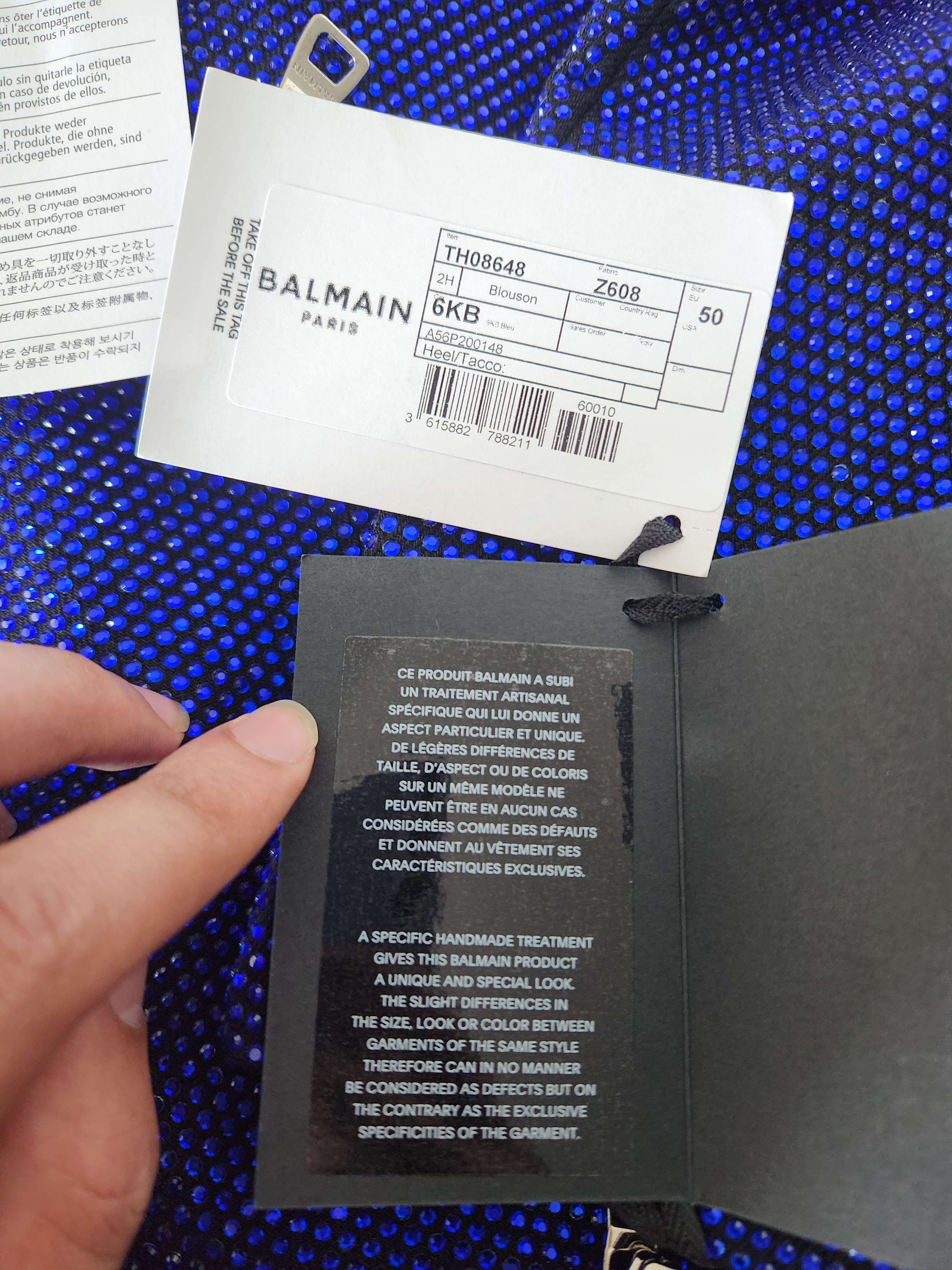 Balmain Balmain Blue Crystal Moto Jacket Size US M / EU 48-50 / 2 - 7 Thumbnail