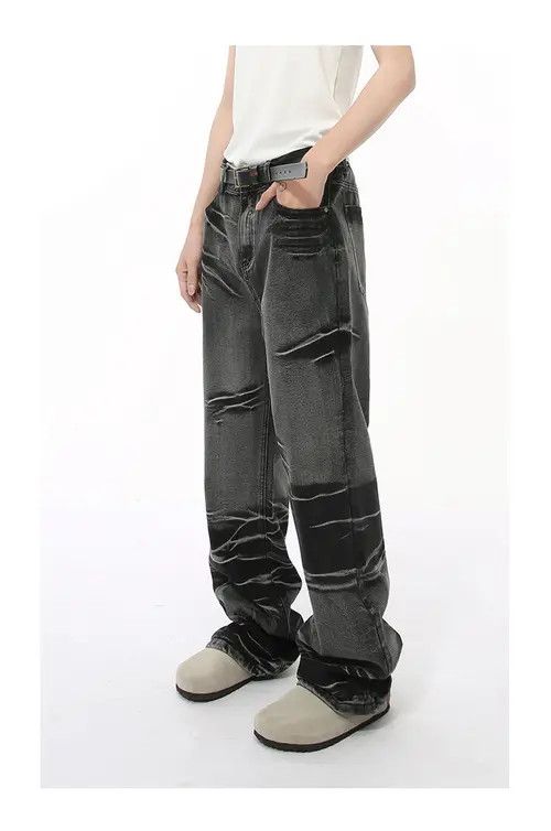 Hypebeast × Japanese Brand × Jean High street tie-dye fashion straight casual jeans Size US 32 / EU 48 - 4 Thumbnail