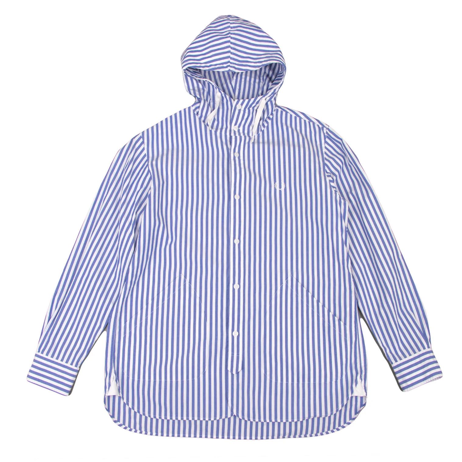Fred Perry Hooded Striped Shirt Jacket in Blue and White, Size S Size US S / EU 44-46 / 1 - 1 Thumbnail