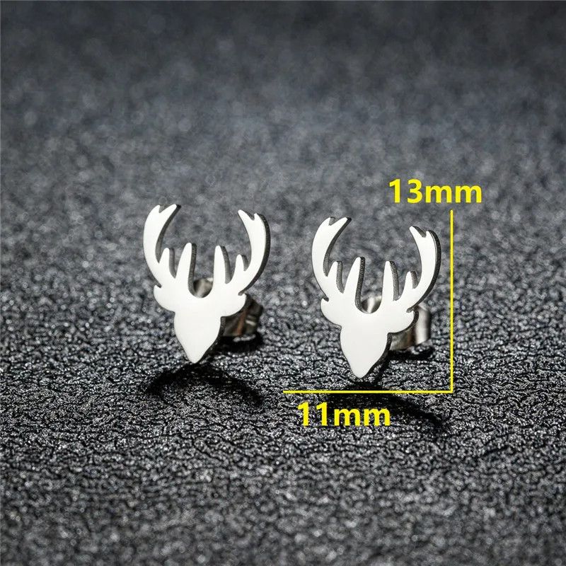 Jewelry Christmas Deer Mini Stud Earrings Charm Earring Gift Size ONE SIZE - 1 Preview