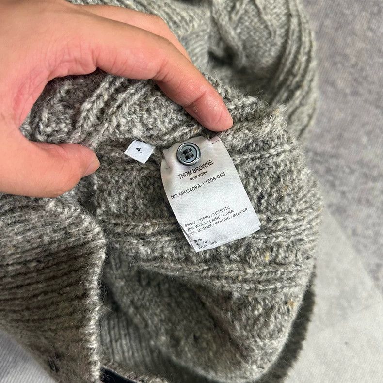 Thom Browne Thom Browne size4 Four stripe thick woven lacy wool sweater Size US XL / EU 56 / 4 - 3 Thumbnail