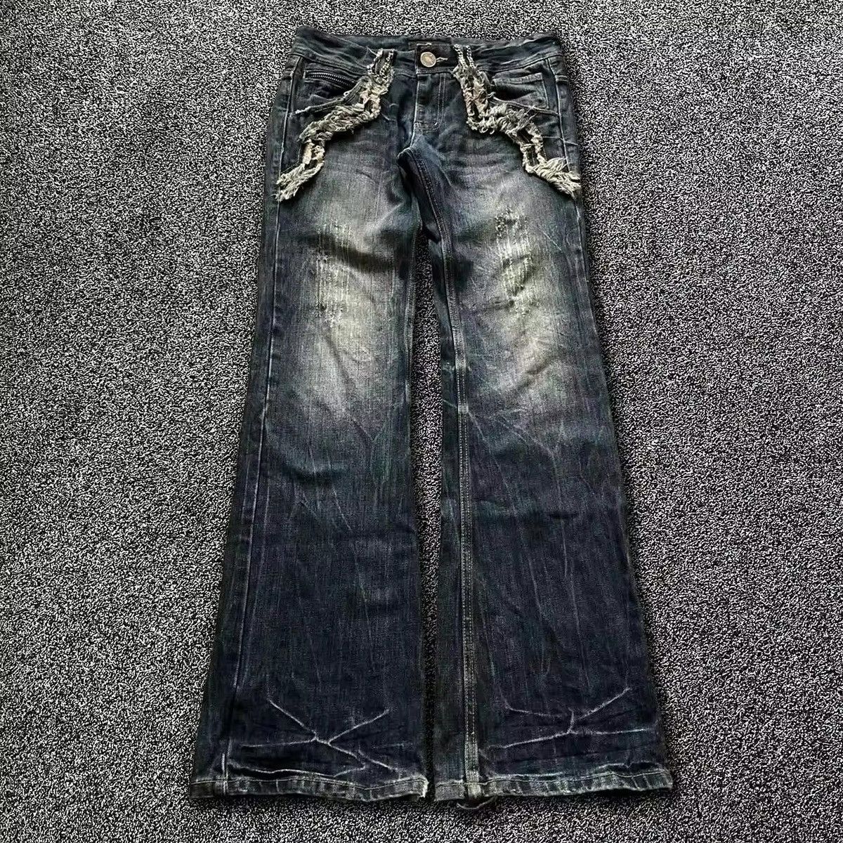 Jean High Washed Patchwork Wide Leg Jeans Size US 31 - 1 Thumbnail
