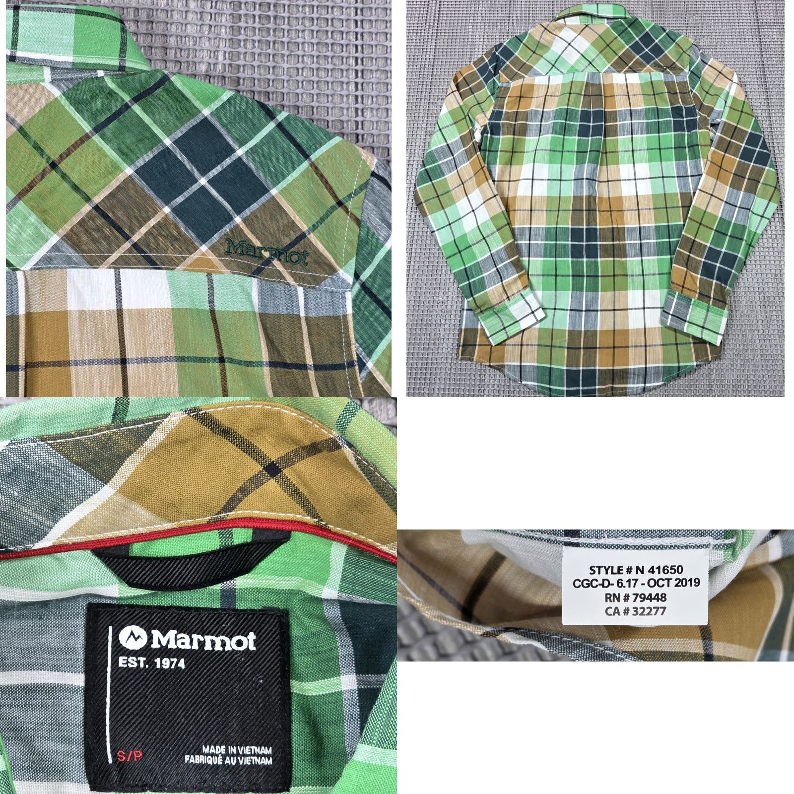 Marmot Marmot Parkfield Shirt Mens S Green Plaid Long Sleeve Pearl Snap Western Cowboy Shirt Size US S / EU 44-46 / 1 - 8 Thumbnail
