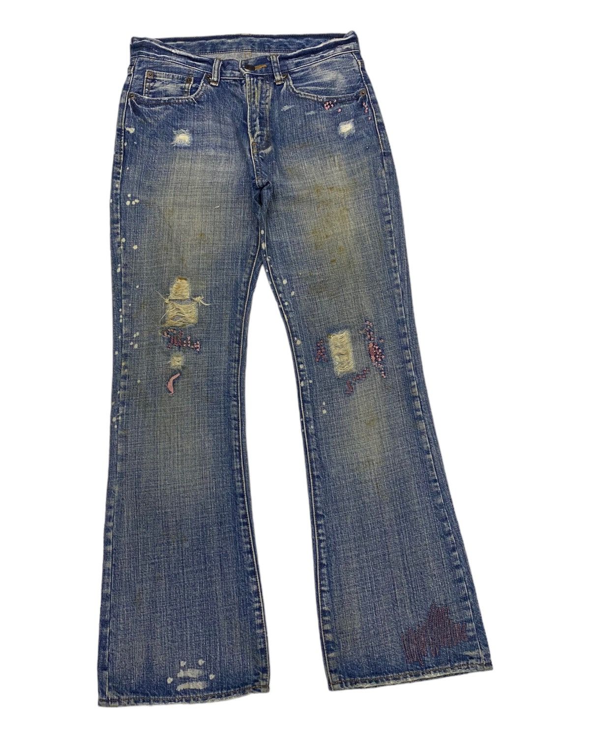 Hysteric Glamour FLARE JEANS DISTRESS JAPANESE DENIM BOOTCUT JEANS Size US 28 / EU 44 - 3 Thumbnail