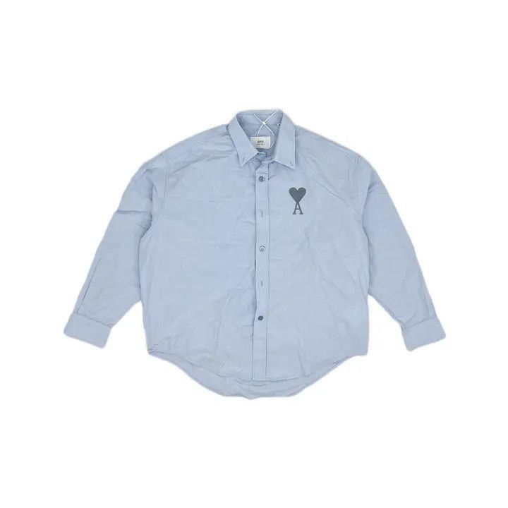 AMI AMIPARIS Blue Heart Button-Up Long Sleeve Shirt -2507 Size US M / EU 48-50 / 2 - 2 Thumbnail