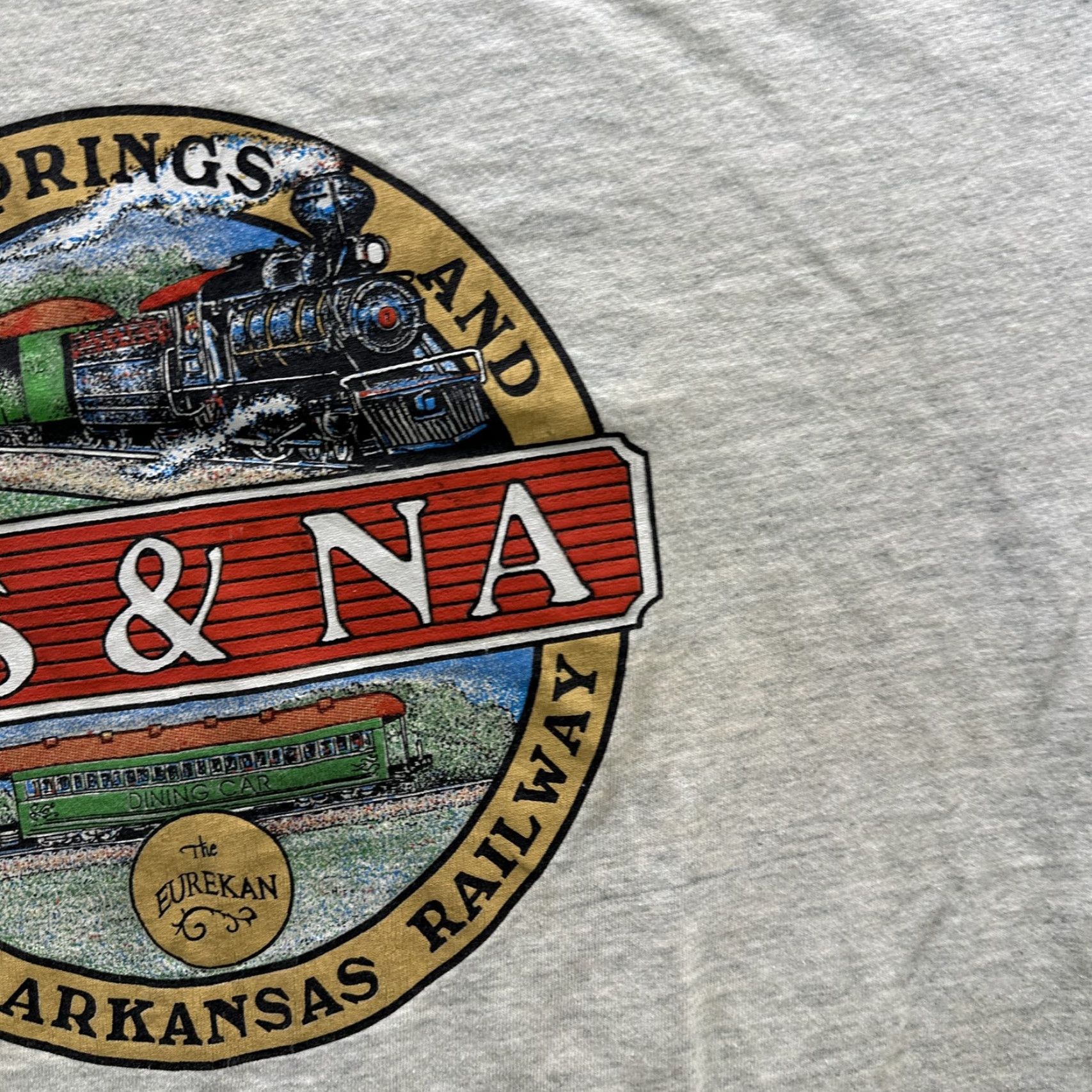 Fruit Of The Loom VINTAGE North Arkansas Railway Train T-Shirt Mens XL Gray 90s USA Travel Trains Railroad Tee Size US XL / EU 56 / 4 - 5 Thumbnail