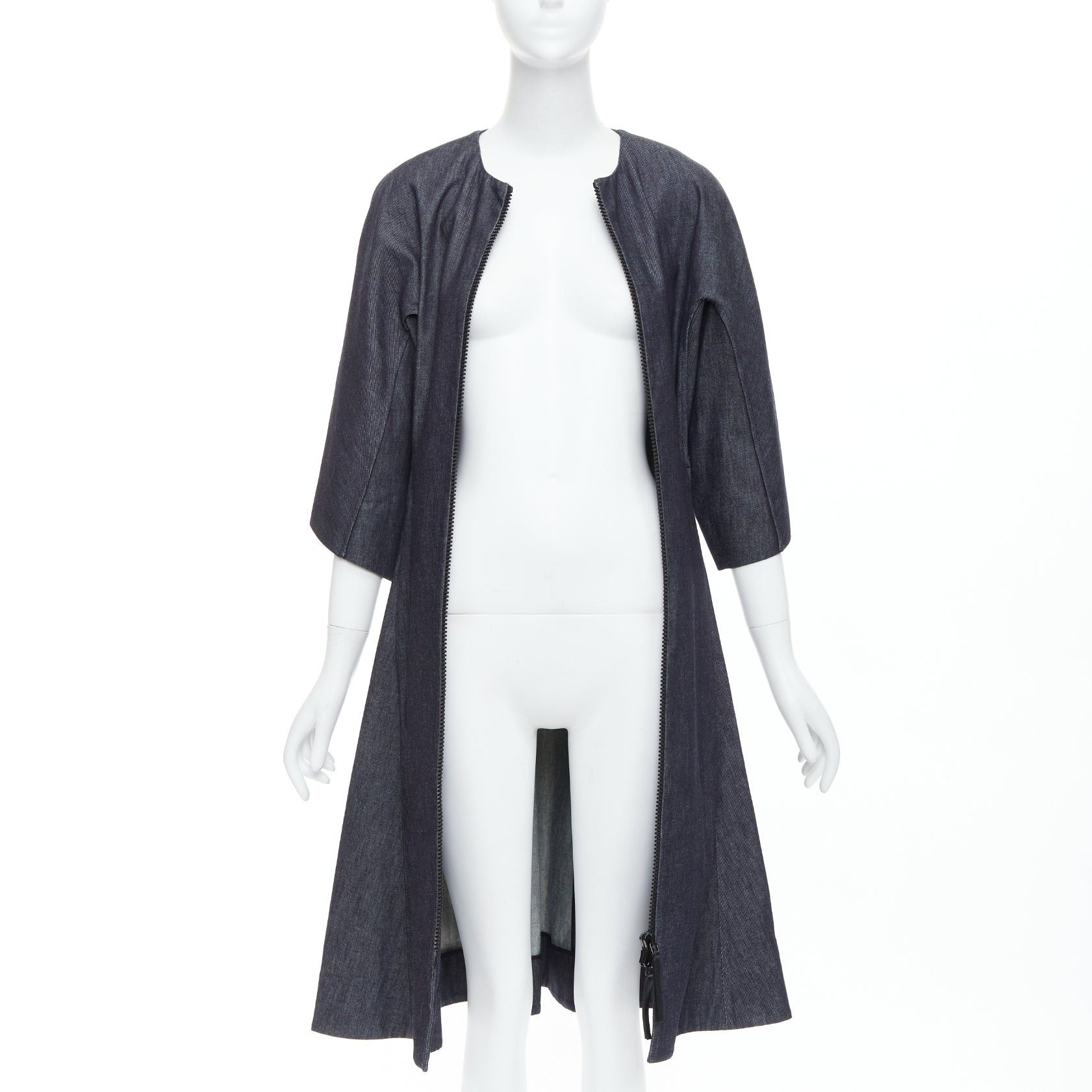 Marni MARNI indigo blue denim zip front dolman sleeve midi dress IT40 S Size S / US 4 / IT 40 - 1 Thumbnail