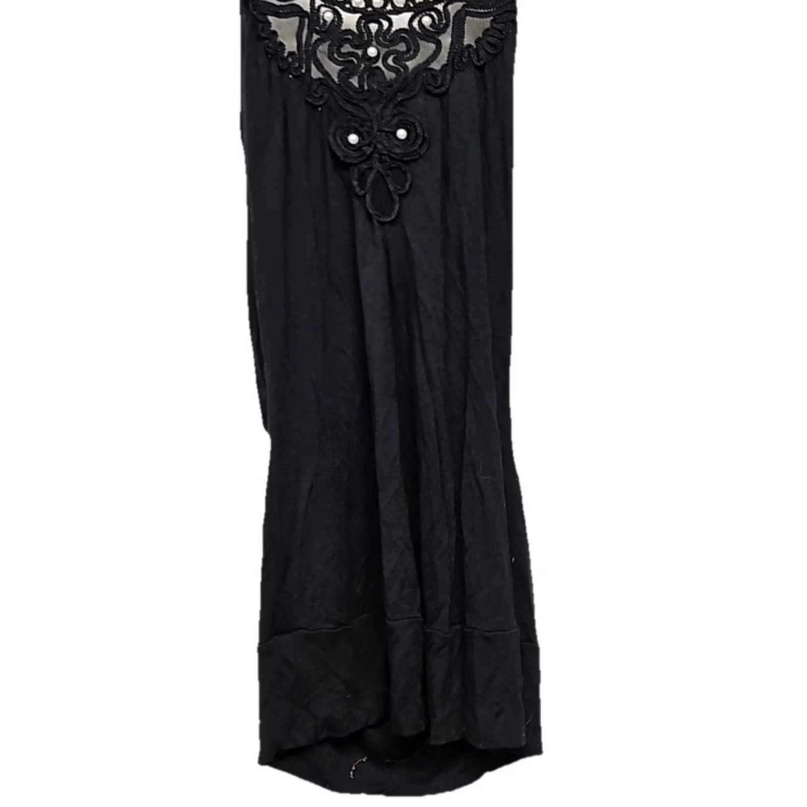 Vintage VINTAGE? No. Black Beaded Embroidered Sleeveless Tunic Top Y2K Boho Gothic Fairy Grunge Small Size S / US 4 / IT 40 - 4 Thumbnail