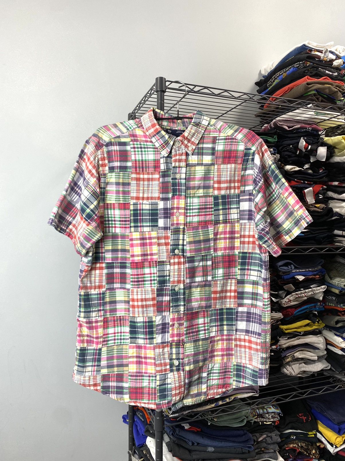 Gap 1990’s Vintage Gap Patchwork Shirt Ralph Lauren Style Size US M / EU 48-50 / 2 - 1 Thumbnail