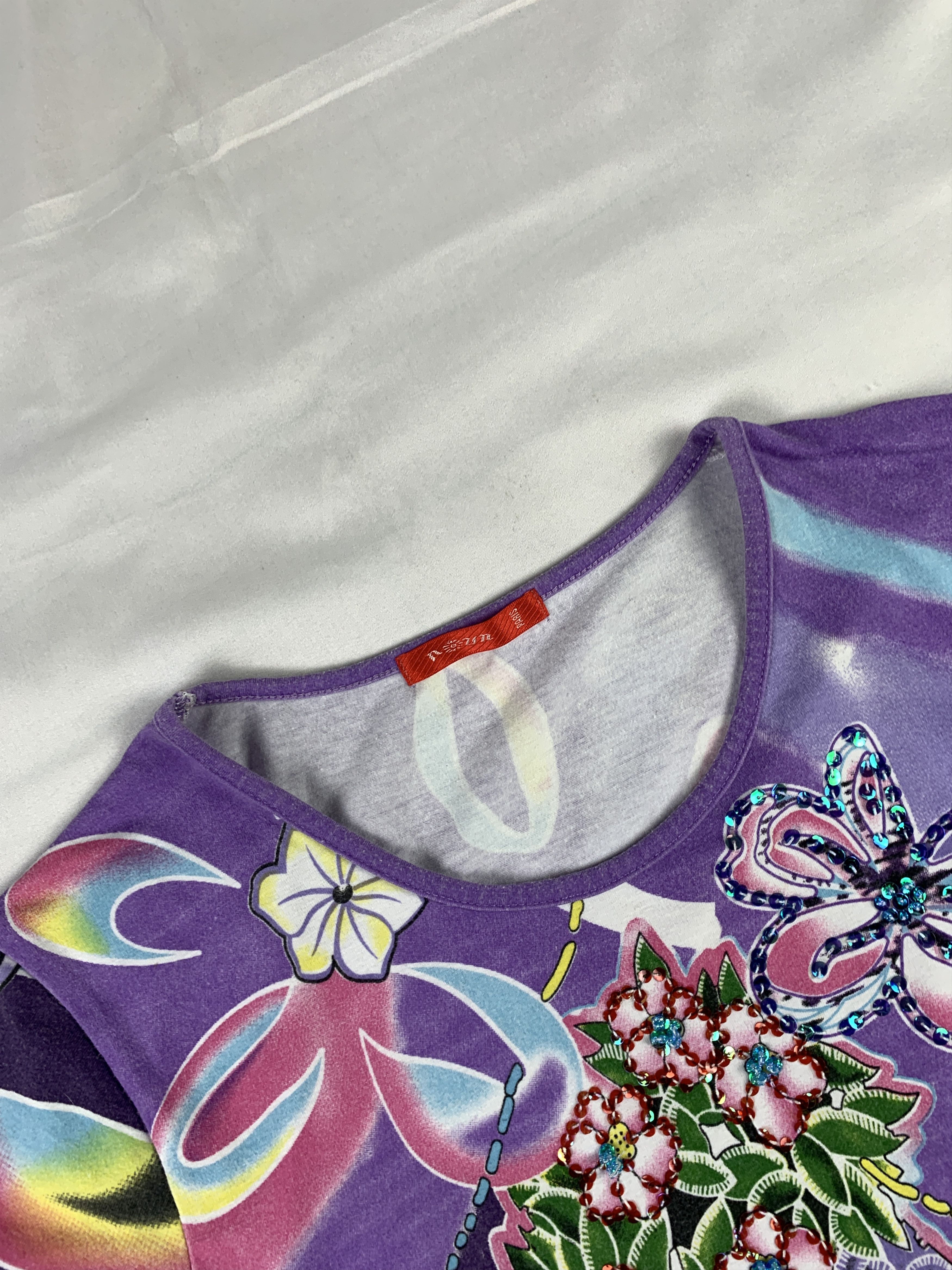 Japanese Brand Noun Paris Purple Flower Tee (M) Size M / US 6-8 / IT 42-44 - 7 Thumbnail