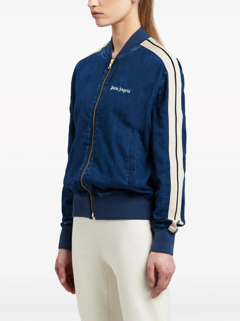 Palm Angels o1y1125 Bomber Jacket in Blue/White Size S / US 4 / IT 40 - 4 Thumbnail