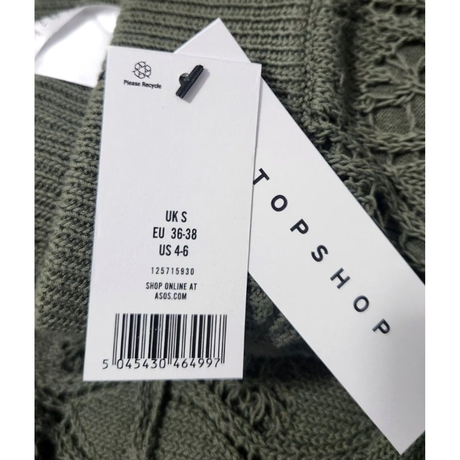Topshop Topshop ASOS Womens S Knitted Open Stitch Trouser Pants Pull On Green Cotton Pants Knit Size 28" / US 6 / IT 42 - 4 Thumbnail