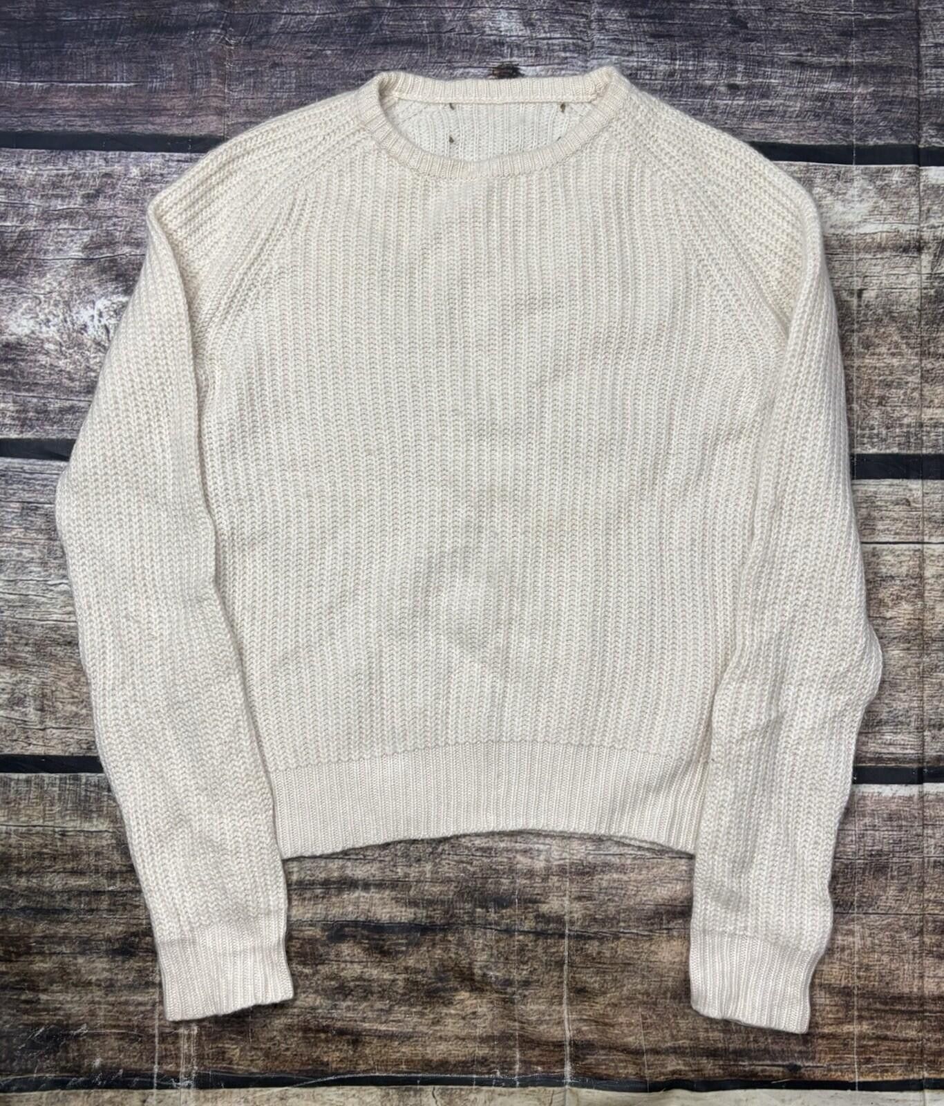 The Unbranded Brand Cashmere Sweater Womens XS Ivory Crew Neck Pullover Chunky Size XS / US 0-2 / IT 36-38 - 1 Thumbnail