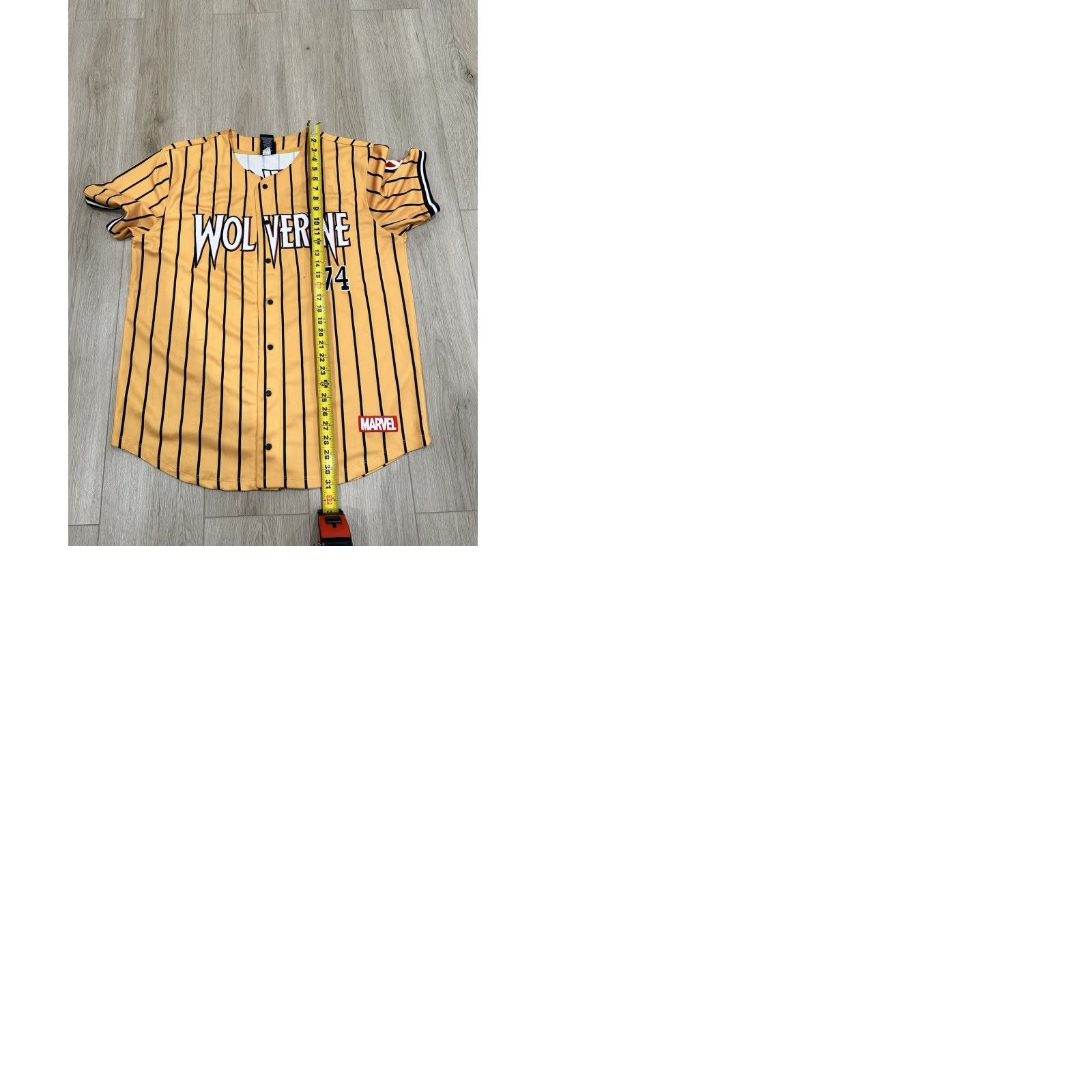 Vintage VINTAGE Marvel Wolverine 74 Howlett Button Up Gold Black Stripe Baseball Jersey Men XL Shirt Mens Gold Stripe Size US XL / EU 56 / 4 - 9 Thumbnail